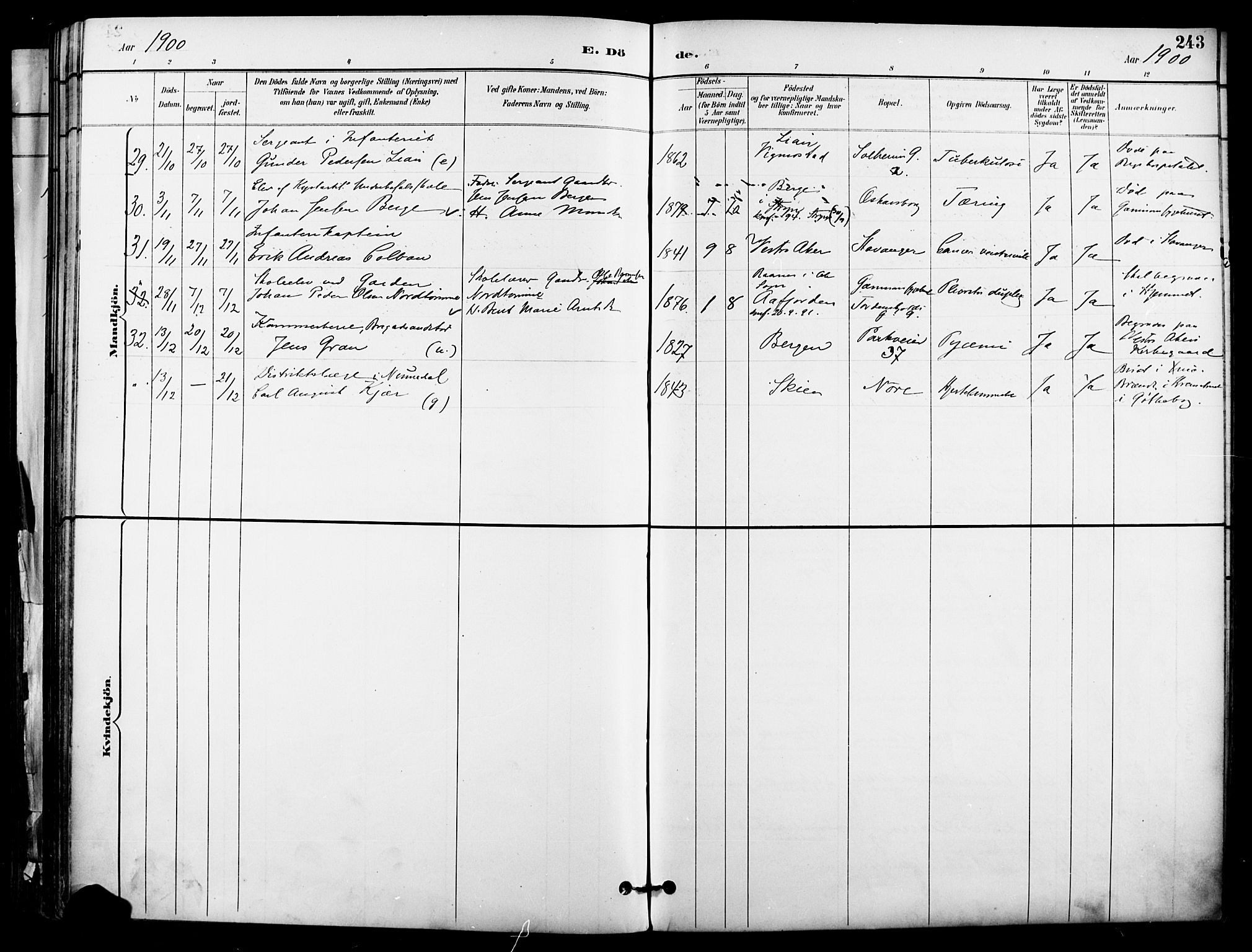 Garnisonsmenigheten Kirkebøker, SAO/A-10846/F/Fa/L0013: Parish register (official) no. 13, 1894-1904, p. 243