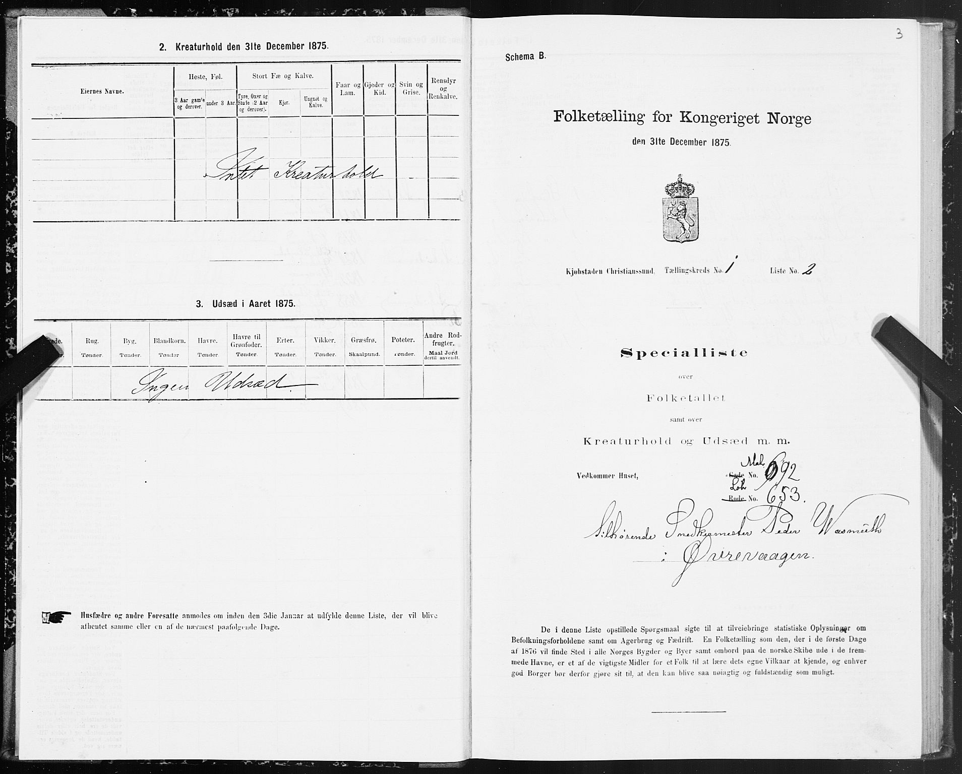 SAT, 1875 census for 1503B Kristiansund/Kristiansund, 1875, p. 1003