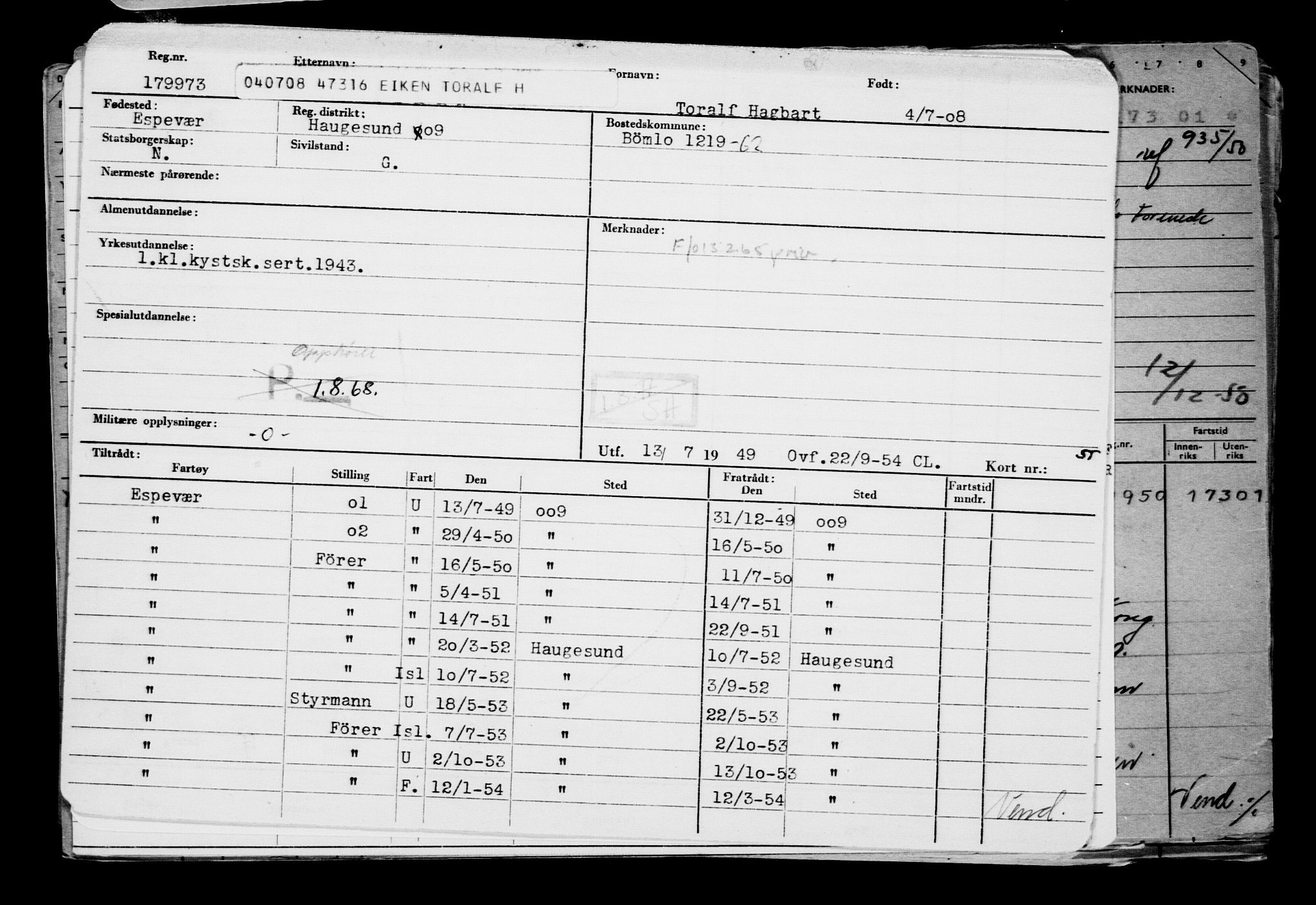 Direktoratet for sjømenn, RA/S-3545/G/Gb/L0078: Hovedkort, 1908, p. 29