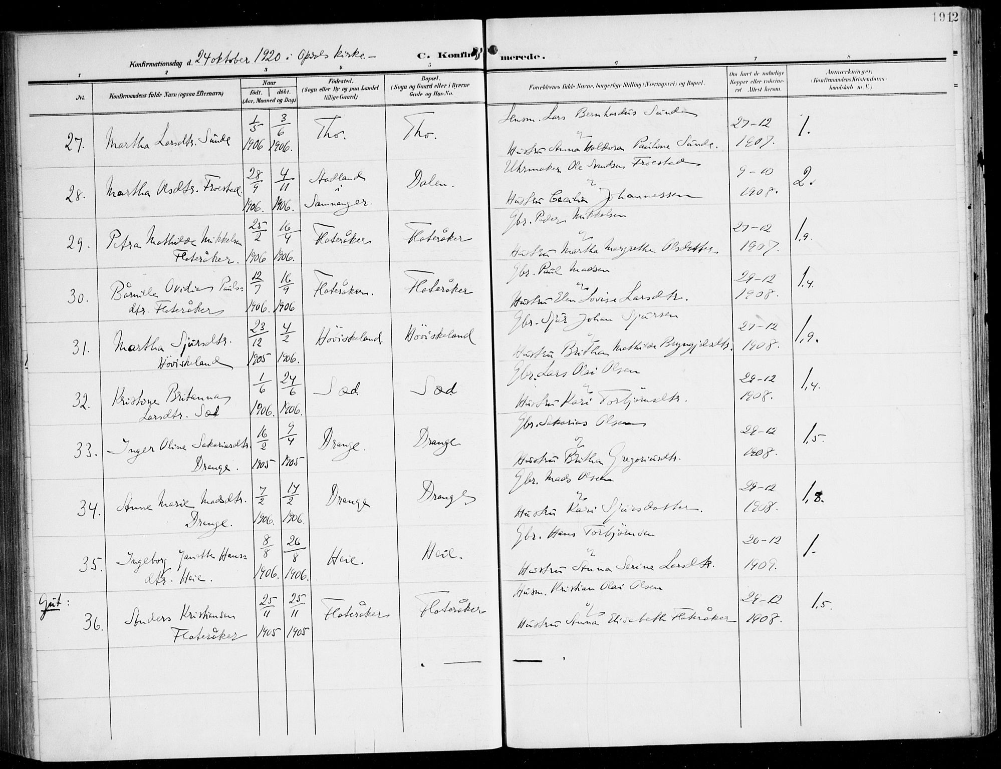 Tysnes sokneprestembete, SAB/A-78601/H/Haa: Parish register (official) no. D 2, 1905-1922, p. 191