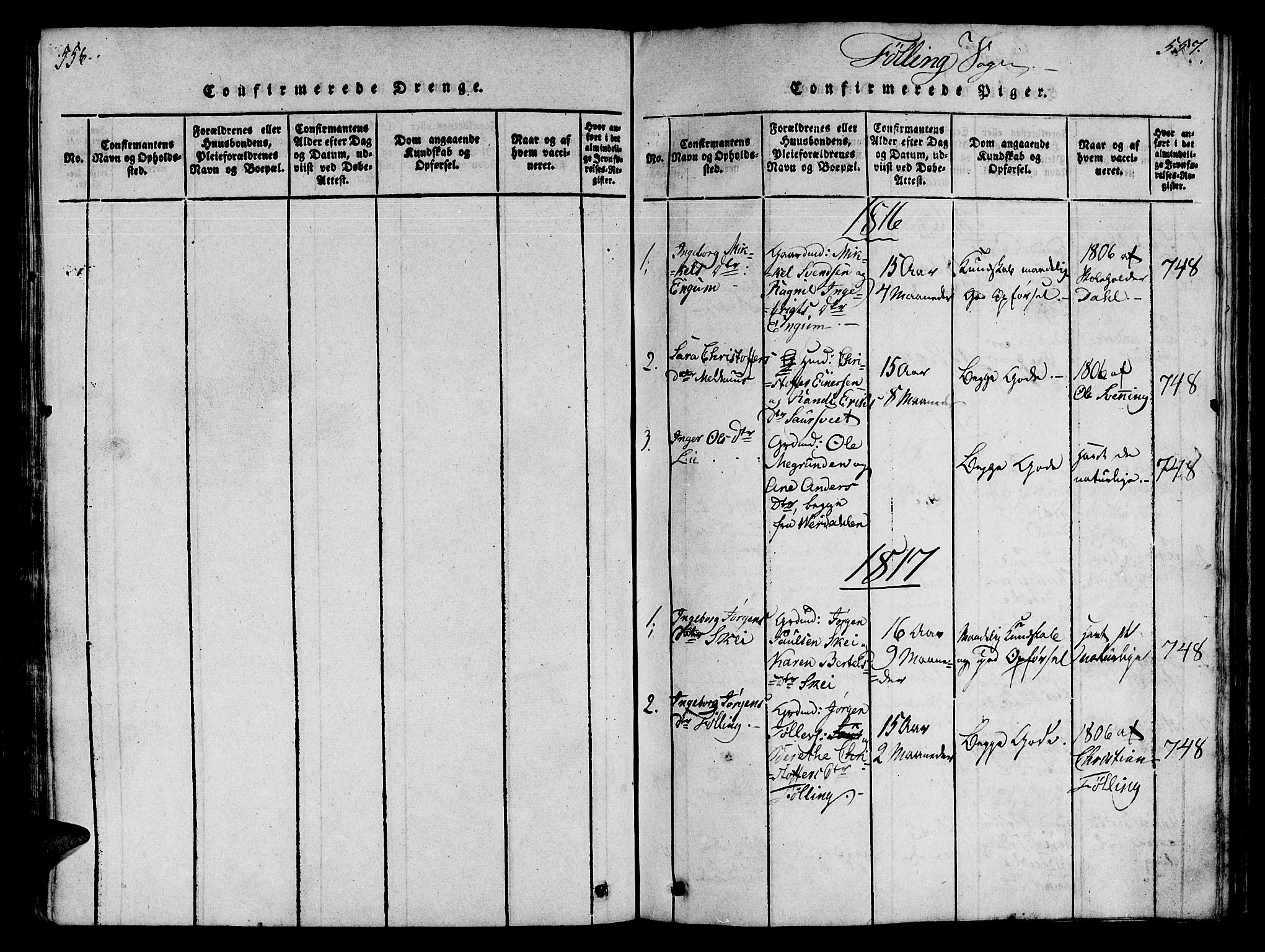 Ministerialprotokoller, klokkerbøker og fødselsregistre - Nord-Trøndelag, SAT/A-1458/746/L0441: Parish register (official) no. 746A03 /4, 1816-1827, p. 556-557