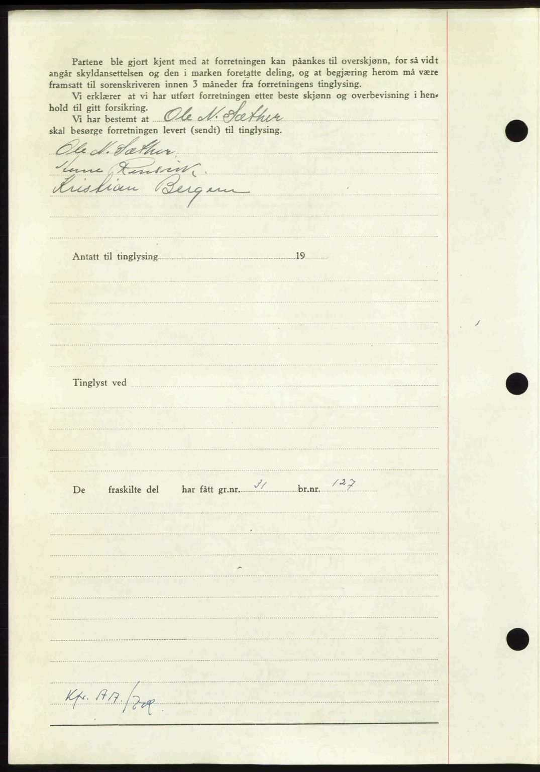 Nordmøre sorenskriveri, AV/SAT-A-4132/1/2/2Ca: Mortgage book no. A110, 1948-1949, Diary no: : 408/1949