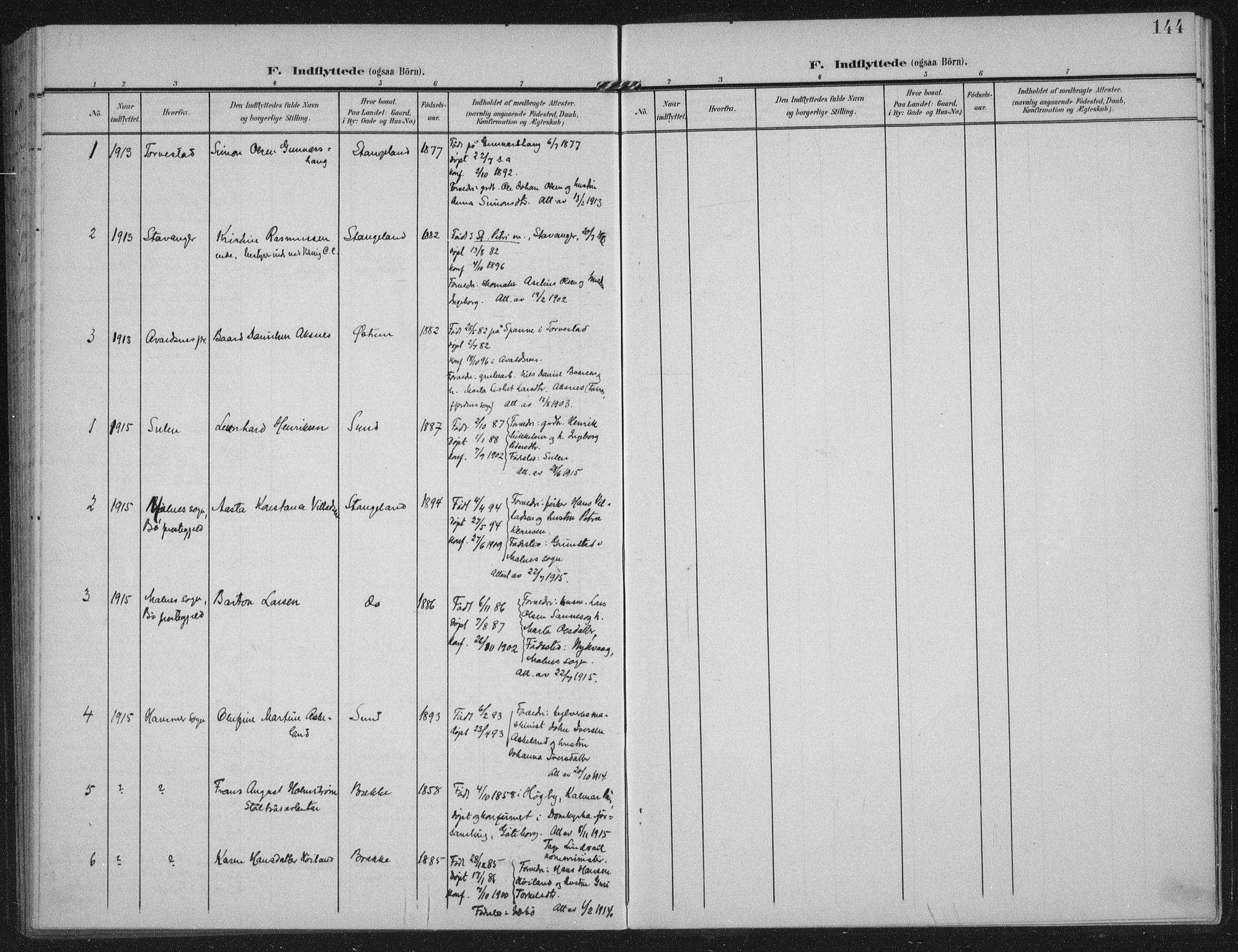 Kopervik sokneprestkontor, AV/SAST-A-101850/H/Ha/Haa/L0003: Parish register (official) no. A 3, 1906-1924, p. 144