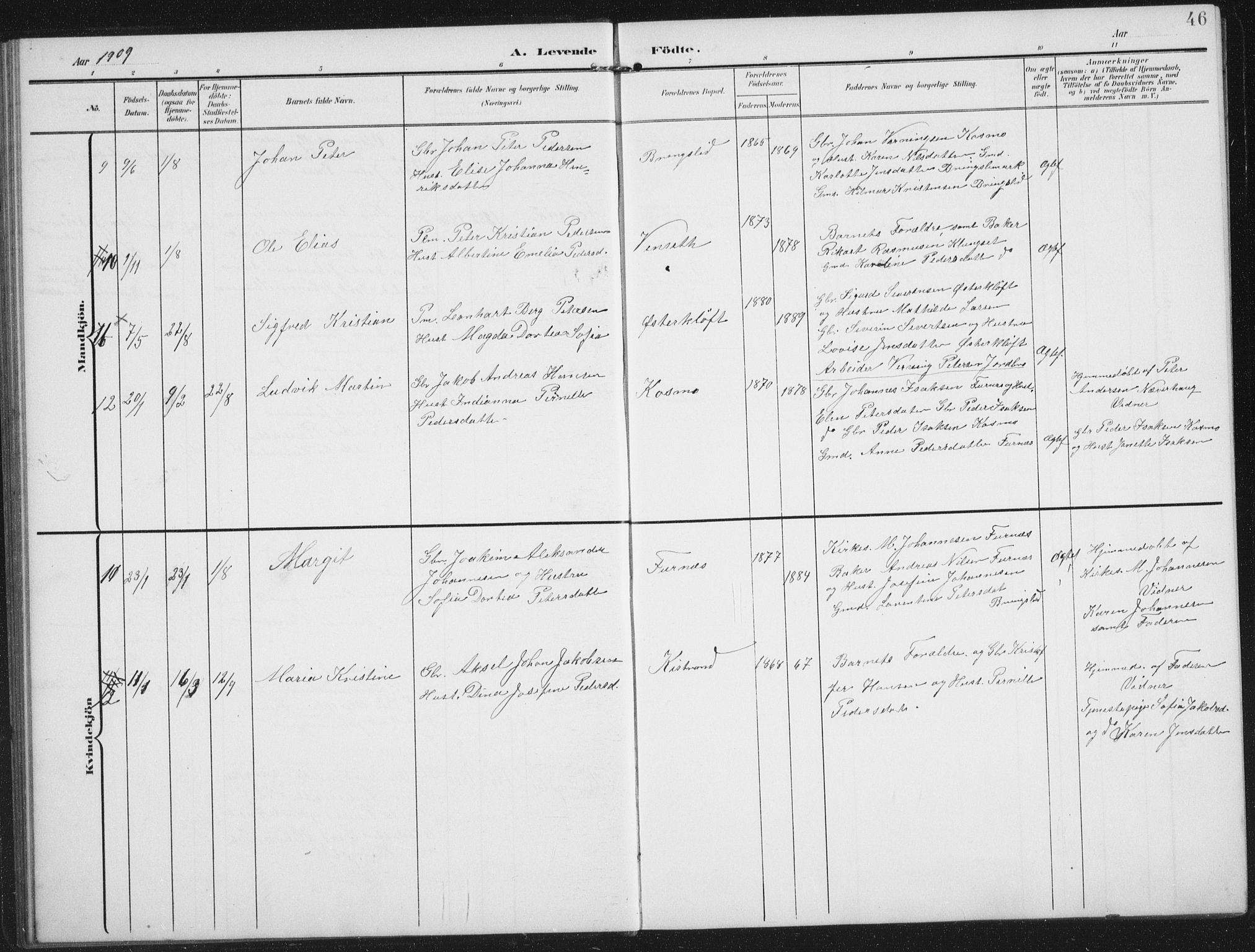 Ministerialprotokoller, klokkerbøker og fødselsregistre - Nordland, AV/SAT-A-1459/851/L0726: Parish register (copy) no. 851C01, 1902-1924, p. 46