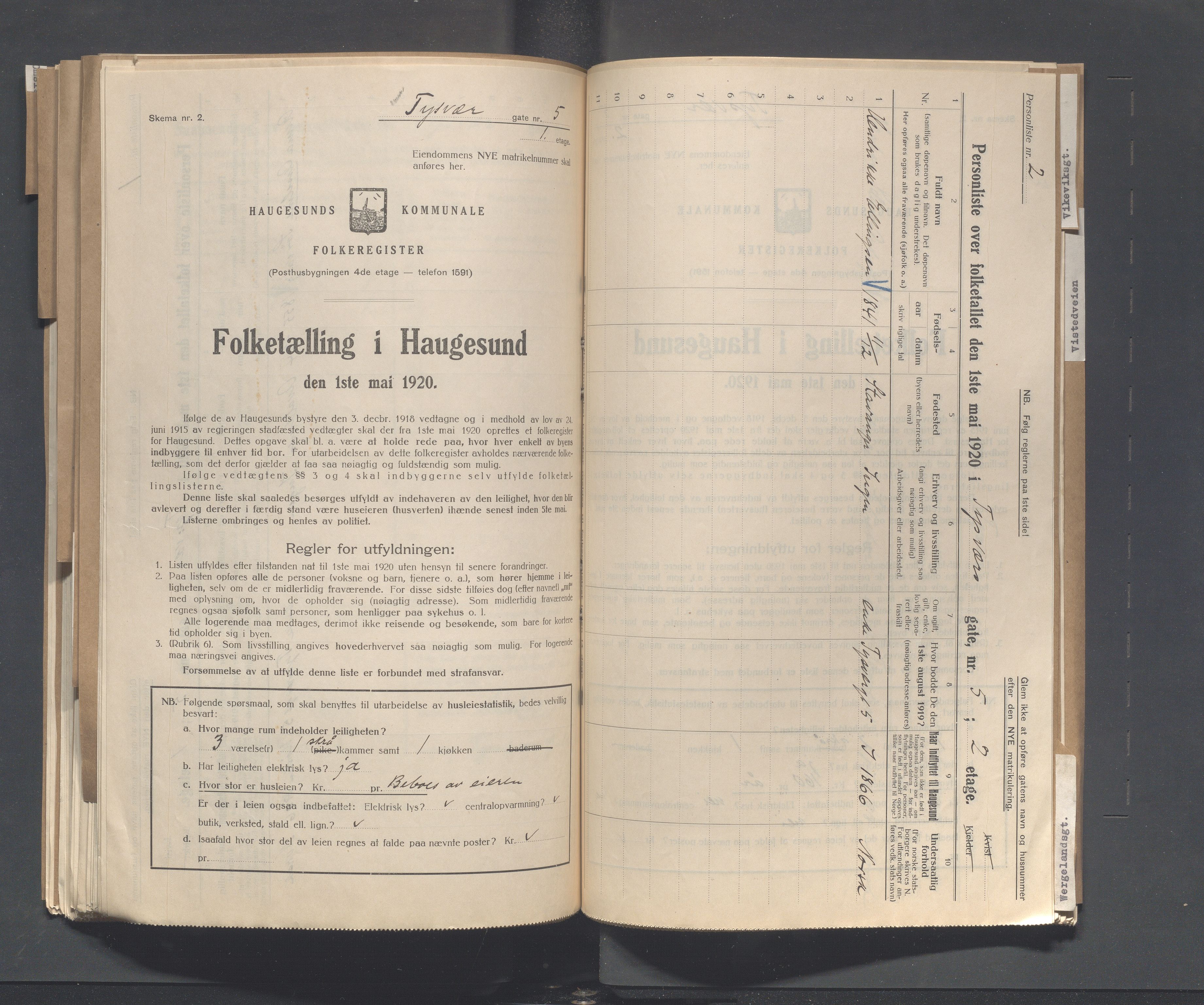 IKAR, Local census 1.5.1920 for Haugesund, 1920, p. 5264