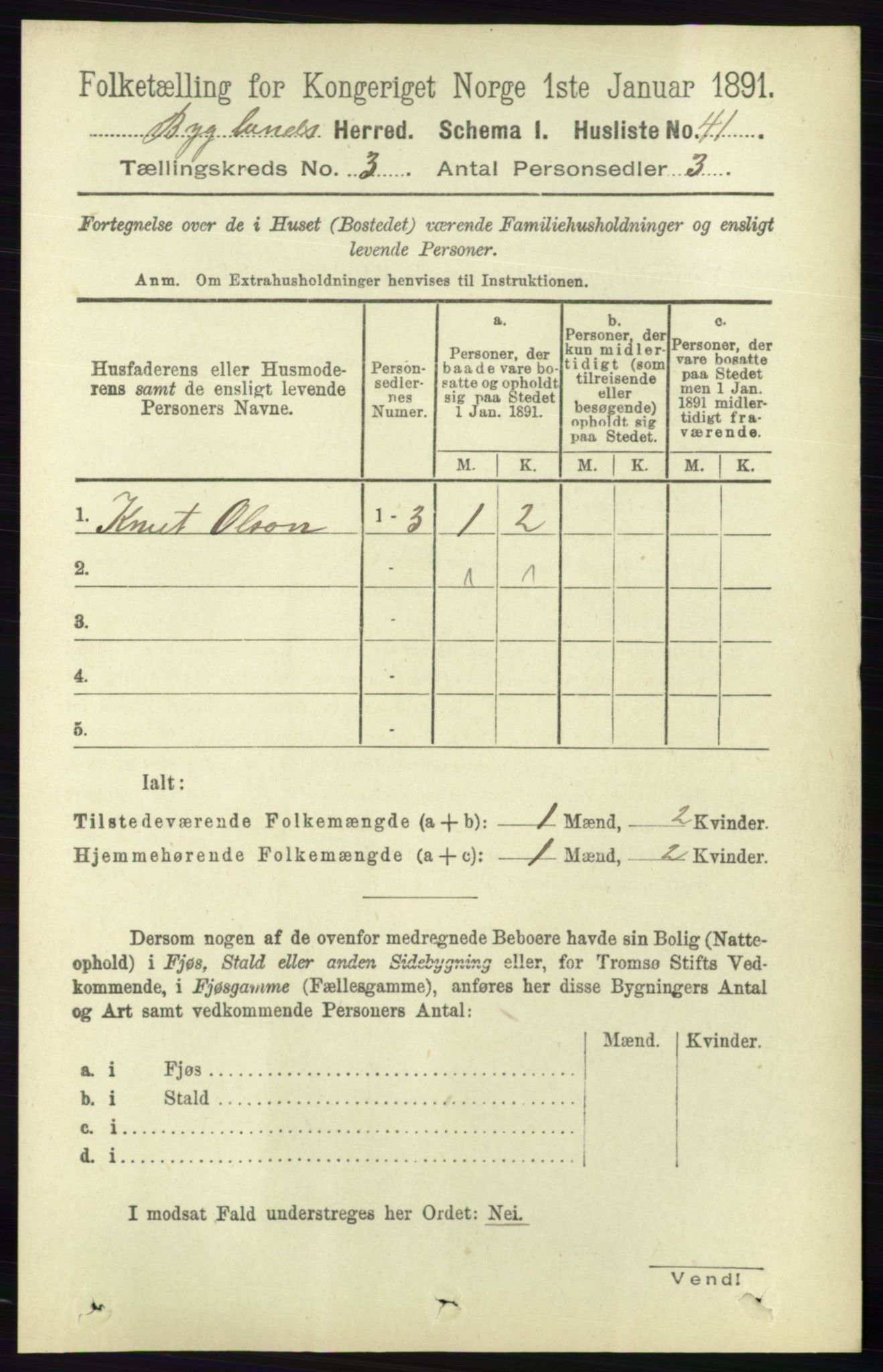 RA, 1891 census for 0938 Bygland, 1891, p. 565