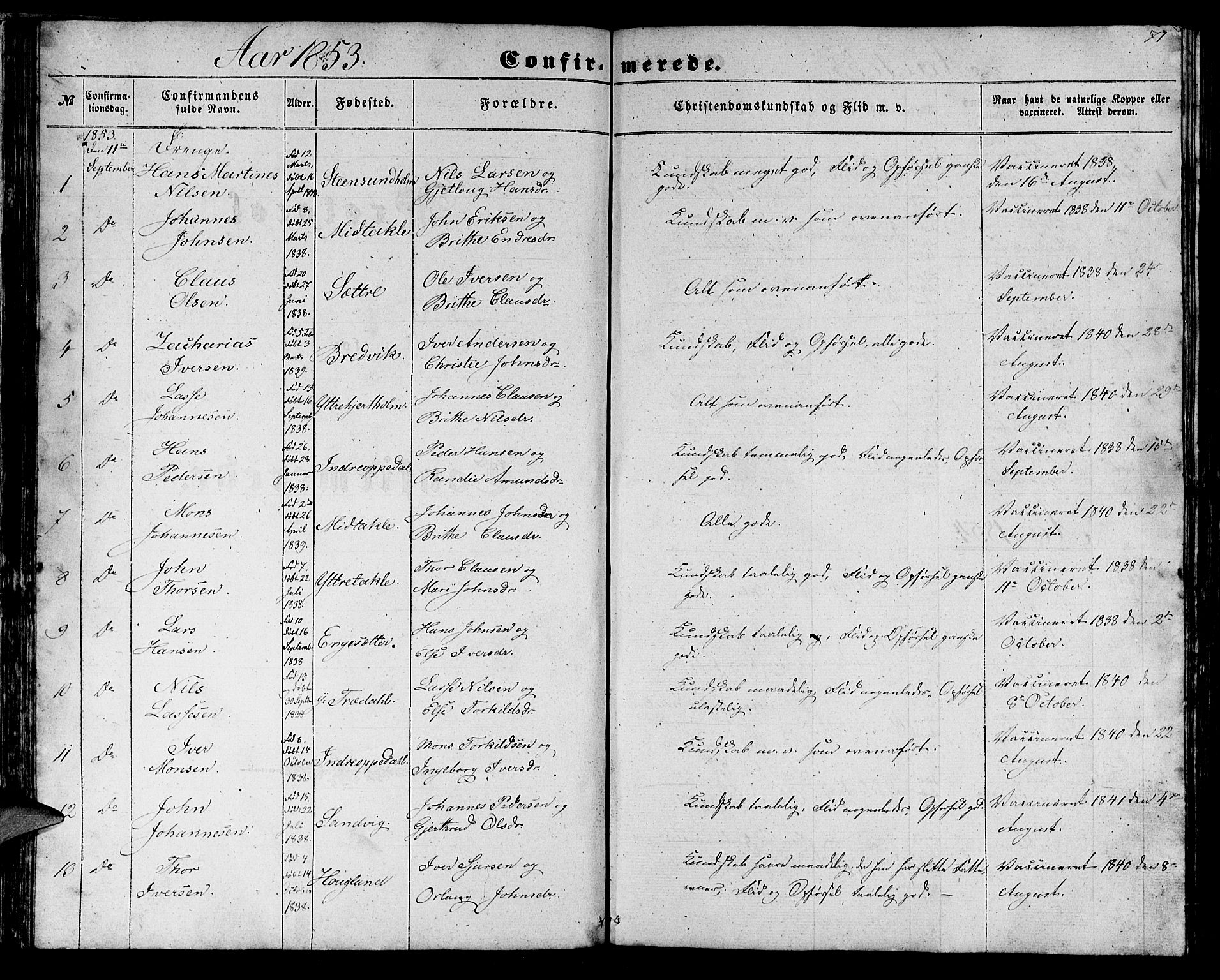 Gulen sokneprestembete, SAB/A-80201/H/Hab/Habc/L0001: Parish register (copy) no. C 1, 1853-1880, p. 71