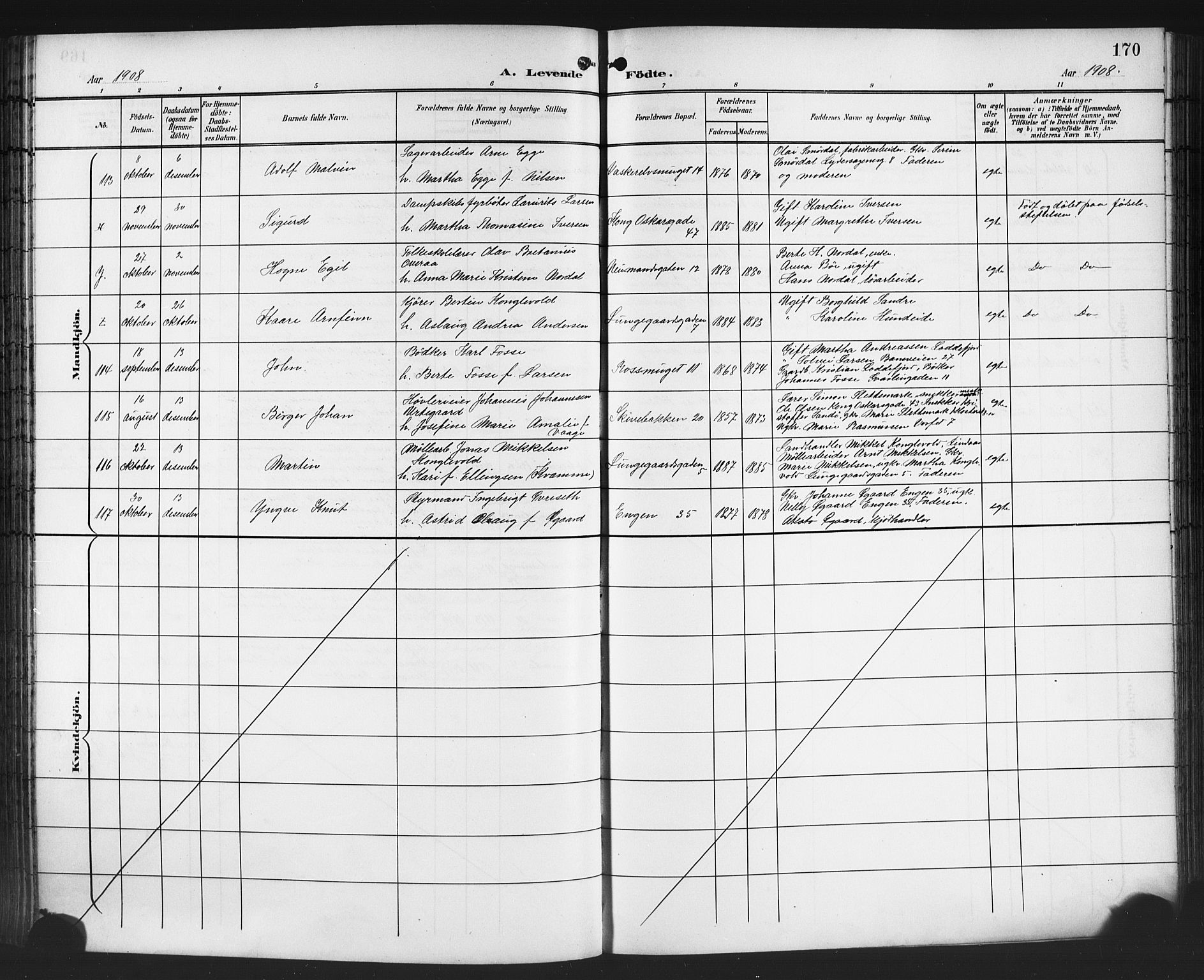 Domkirken sokneprestembete, SAB/A-74801/H/Hab/L0017: Parish register (copy) no. B 10, 1900-1915, p. 170