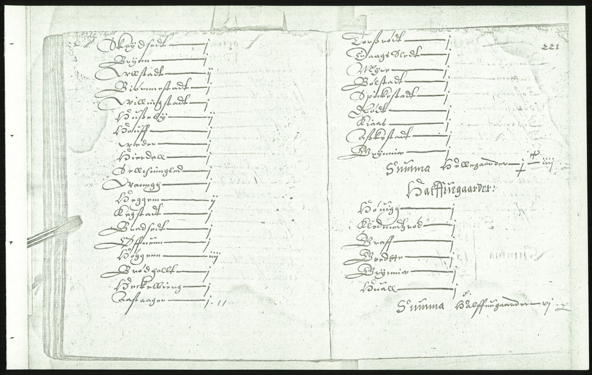 Manuskriptsamlingen, AV/RA-EA-3667/F/L0175c: Kopi av Universitetsbiblioteket, manuskript kvarto nr. 503, Manntall på fulle og halve og ødegårder uti Oslo og Hamar stift anno 1602, III Øvre Telemark, Bragernes, Øvre Romerike, 1602, p. 220b-221a