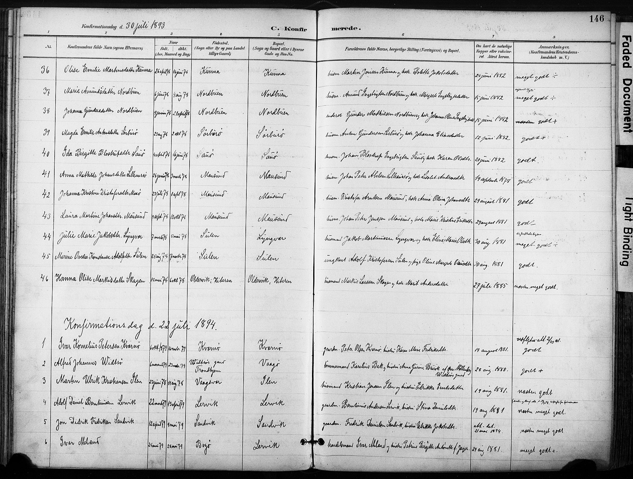 Ministerialprotokoller, klokkerbøker og fødselsregistre - Sør-Trøndelag, AV/SAT-A-1456/640/L0579: Parish register (official) no. 640A04, 1889-1902, p. 146