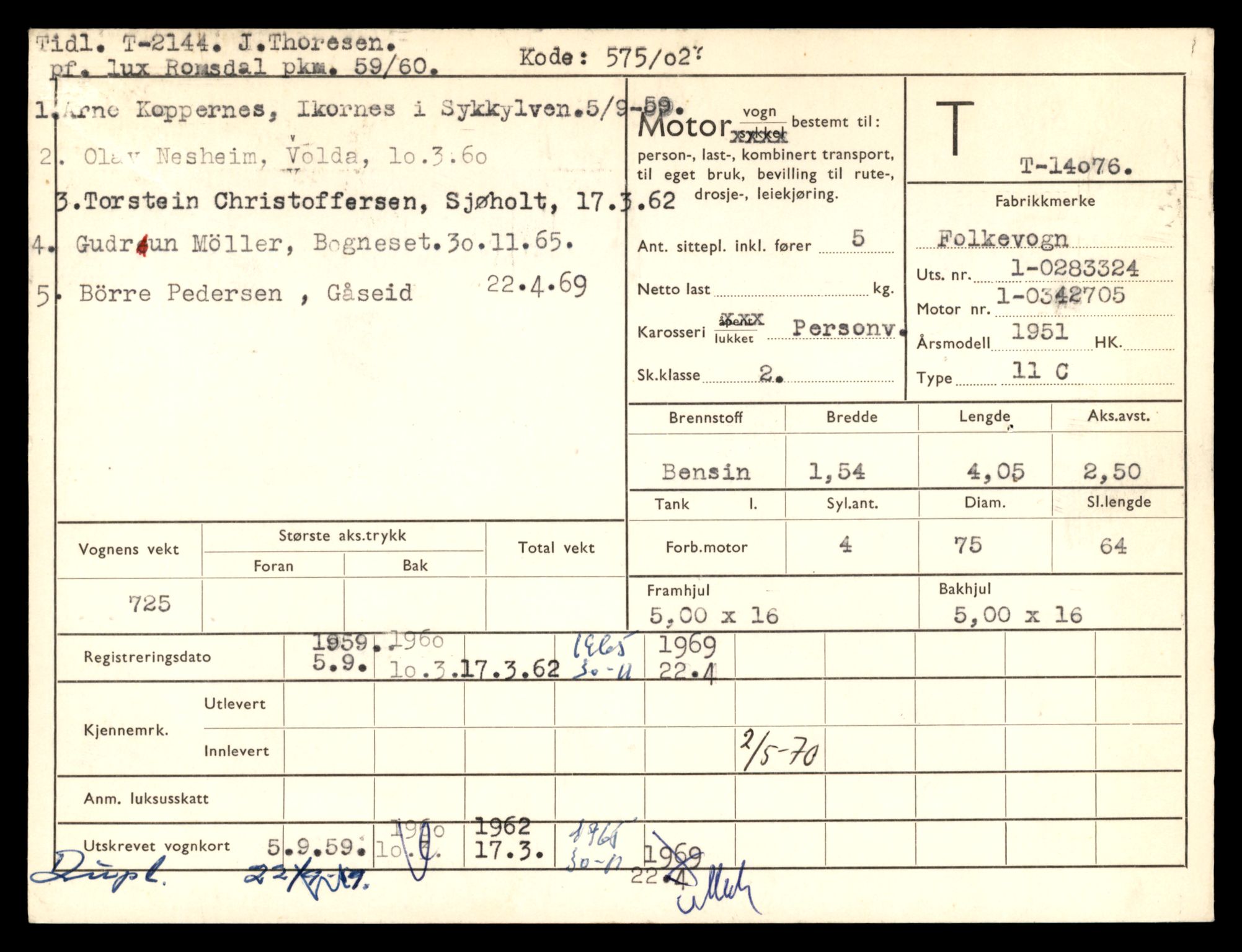 Møre og Romsdal vegkontor - Ålesund trafikkstasjon, AV/SAT-A-4099/F/Fe/L0042: Registreringskort for kjøretøy T 13906 - T 14079, 1927-1998, p. 3103