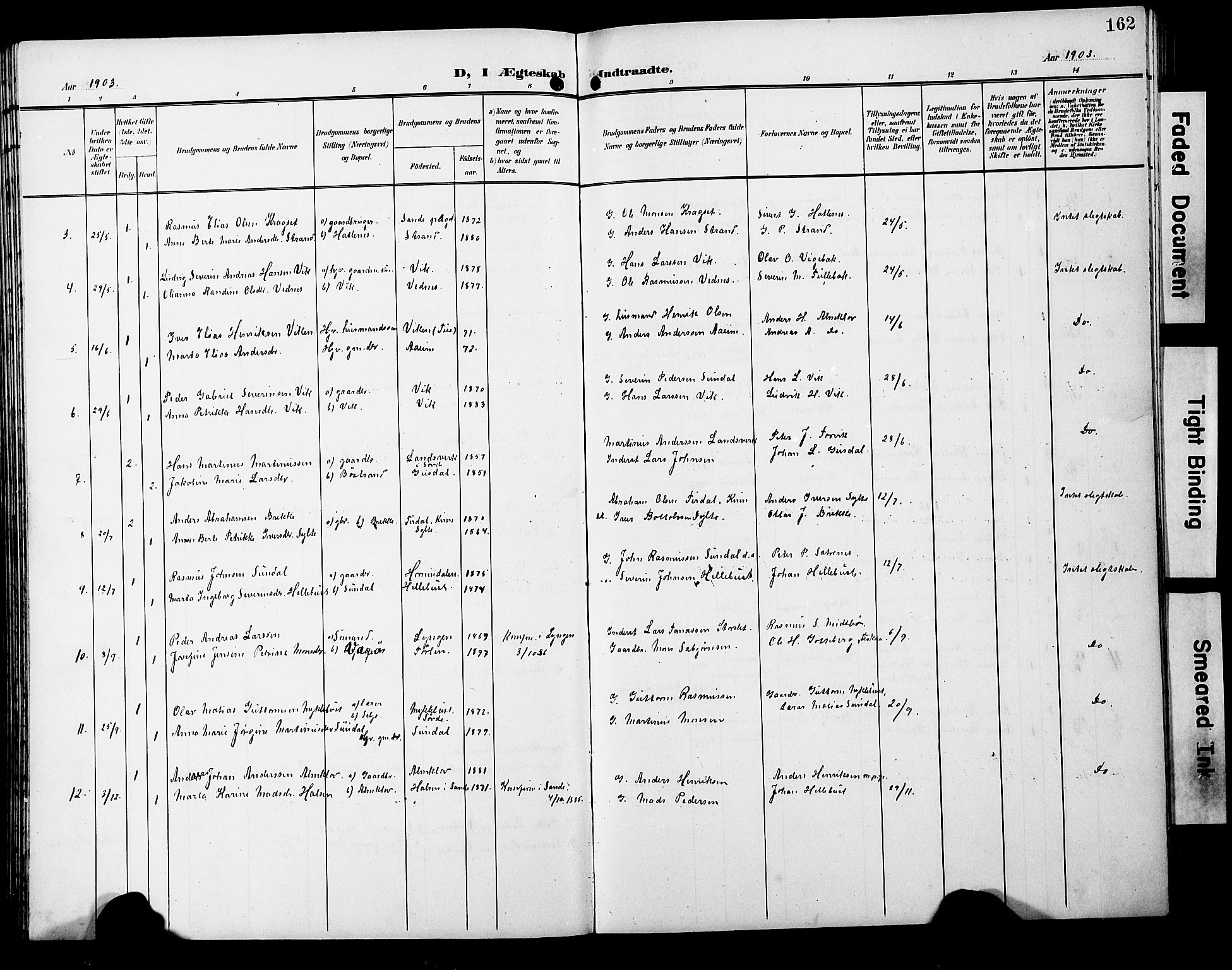 Ministerialprotokoller, klokkerbøker og fødselsregistre - Møre og Romsdal, SAT/A-1454/501/L0018: Parish register (copy) no. 501C04, 1902-1930, p. 162