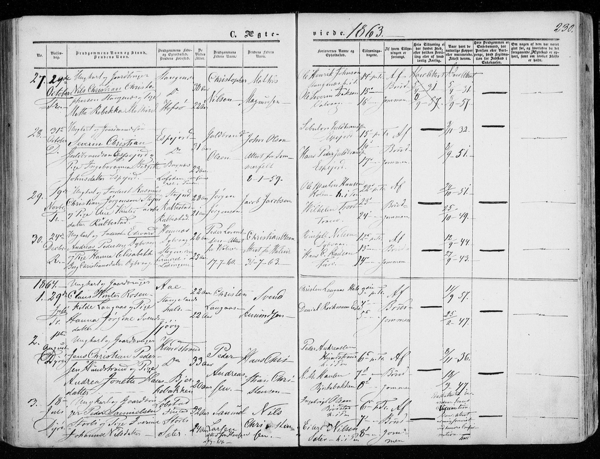 Tranøy sokneprestkontor, SATØ/S-1313/I/Ia/Iaa/L0007kirke: Parish register (official) no. 7, 1856-1866, p. 230