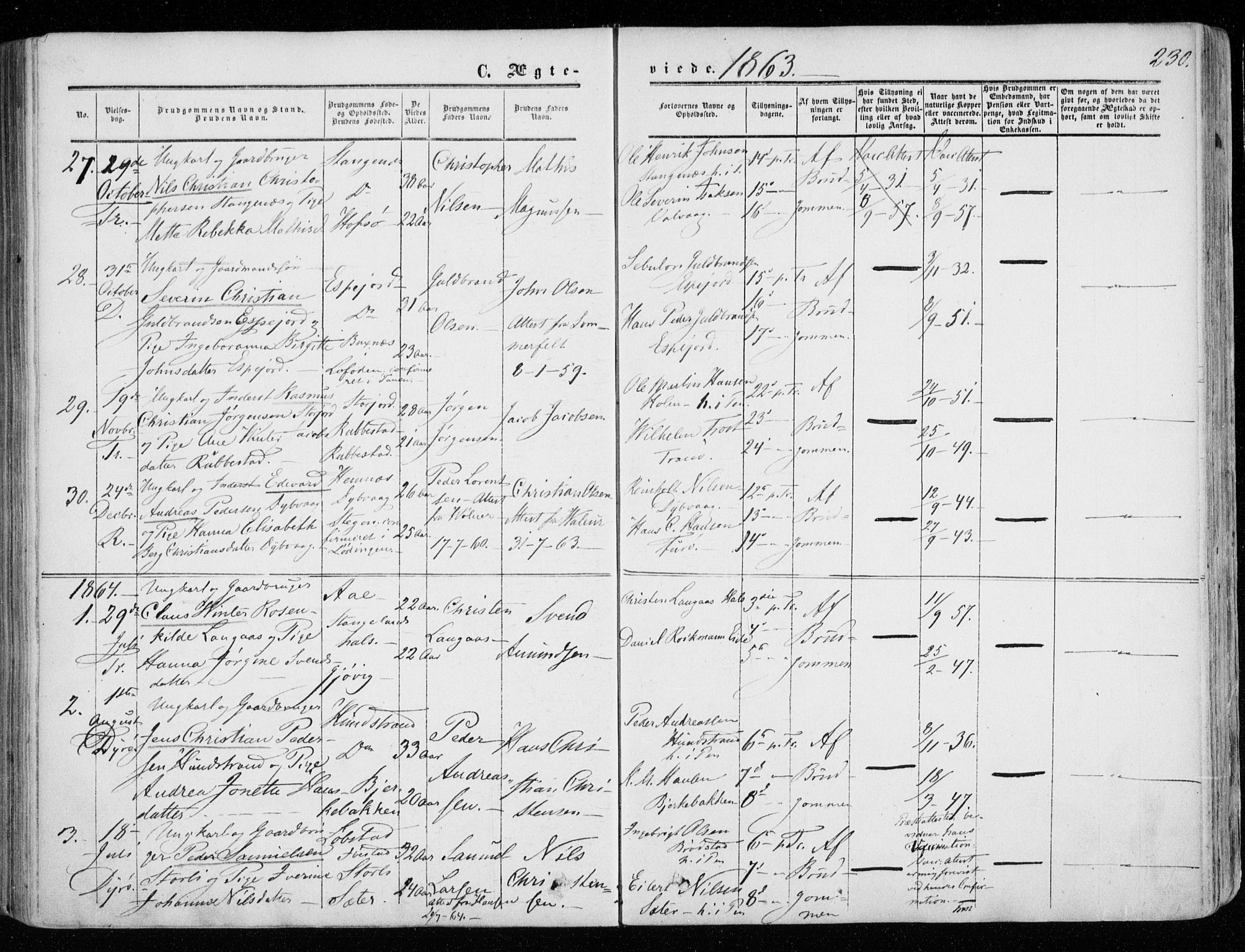 Tranøy sokneprestkontor, AV/SATØ-S-1313/I/Ia/Iaa/L0007kirke: Parish register (official) no. 7, 1856-1866, p. 230