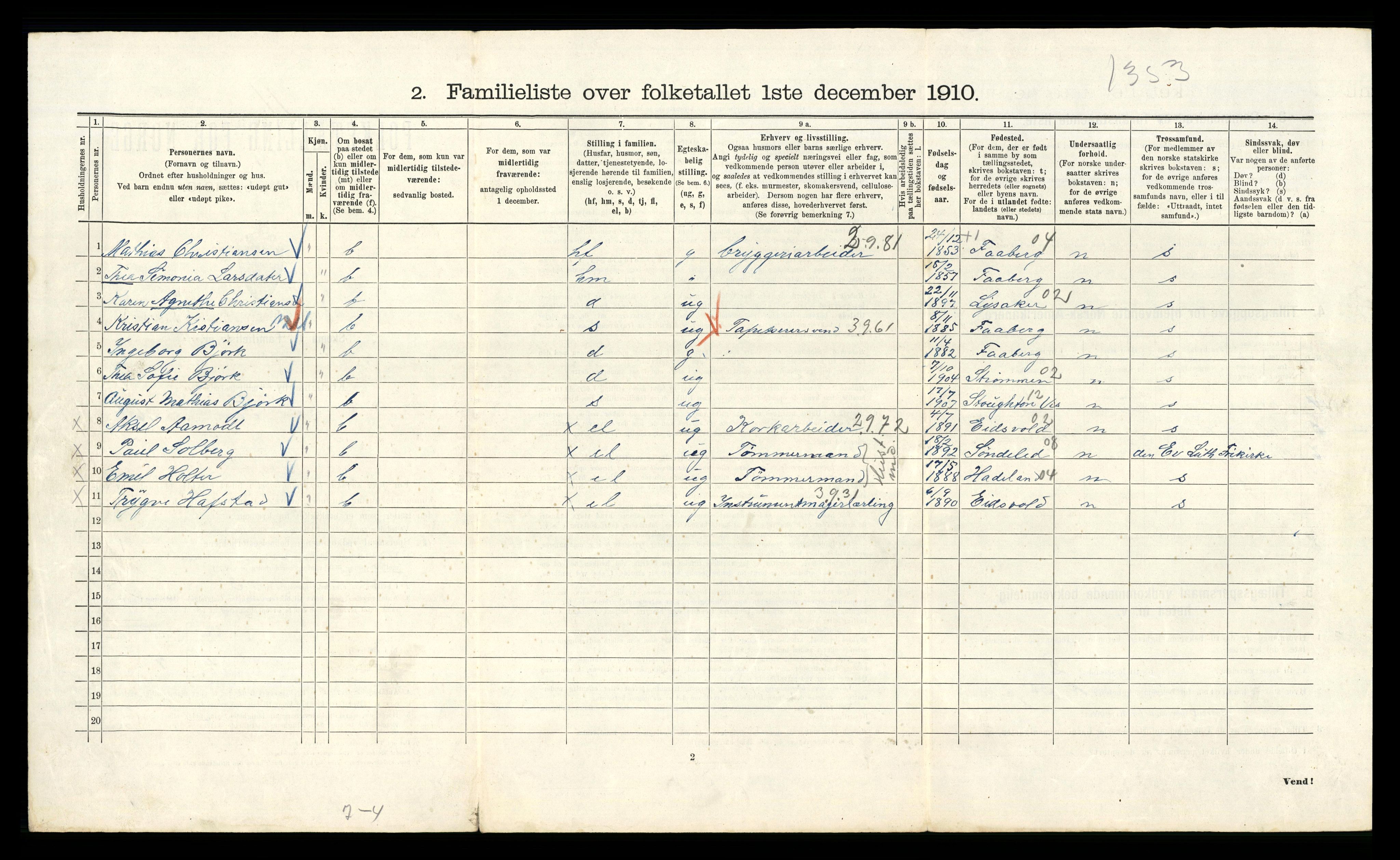 RA, 1910 census for Kristiania, 1910, p. 111094