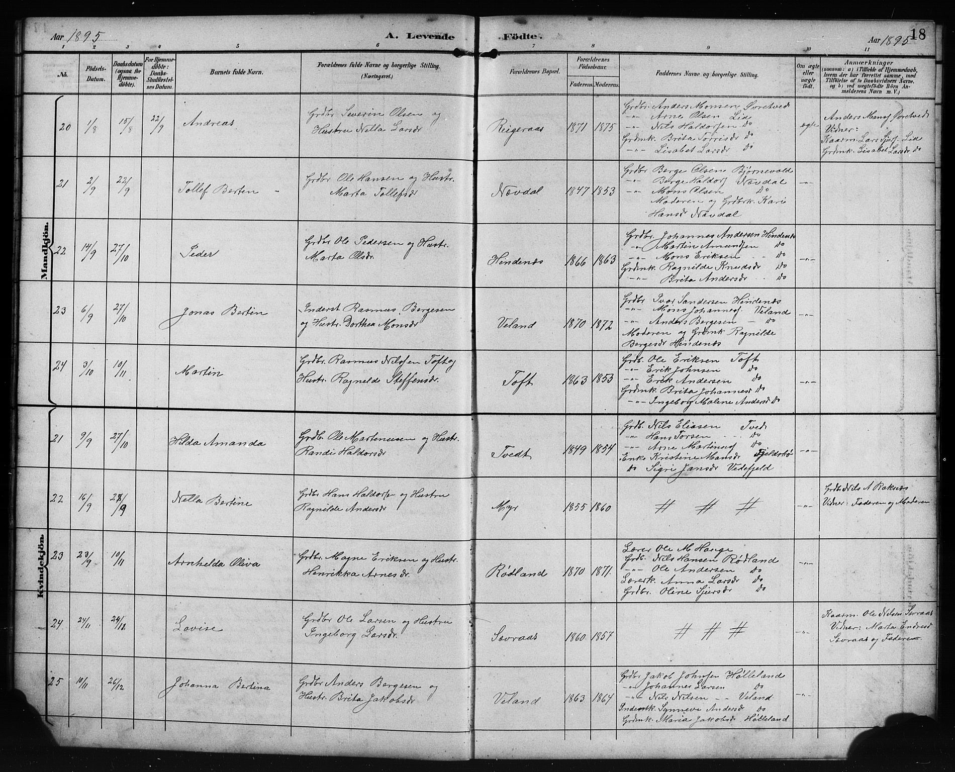 Lindås Sokneprestembete, SAB/A-76701/H/Hab: Parish register (copy) no. E 3, 1892-1905, p. 18