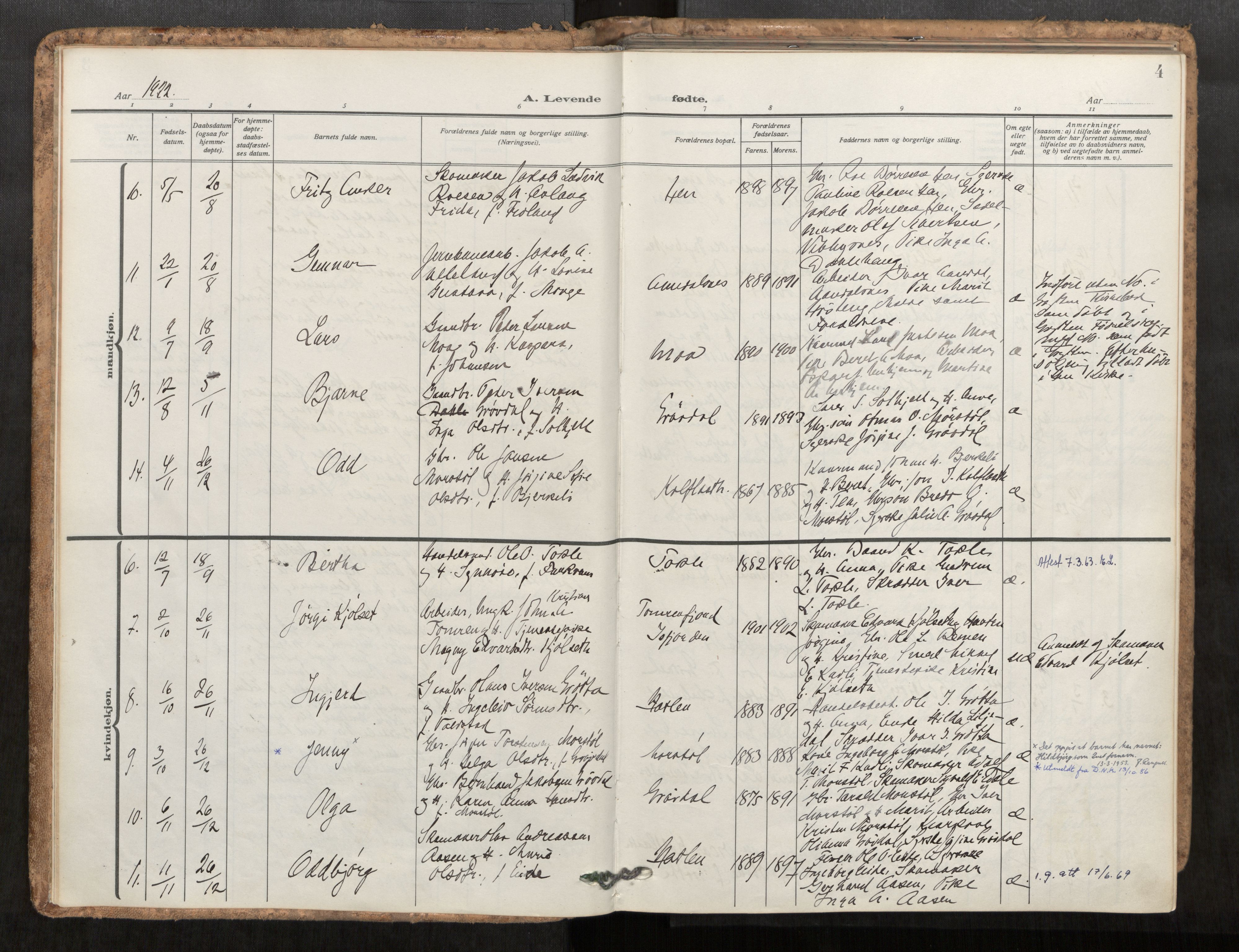 Ministerialprotokoller, klokkerbøker og fødselsregistre - Møre og Romsdal, AV/SAT-A-1454/545/L0596: Parish register (official) no. 545A04, 1921-1956, p. 4