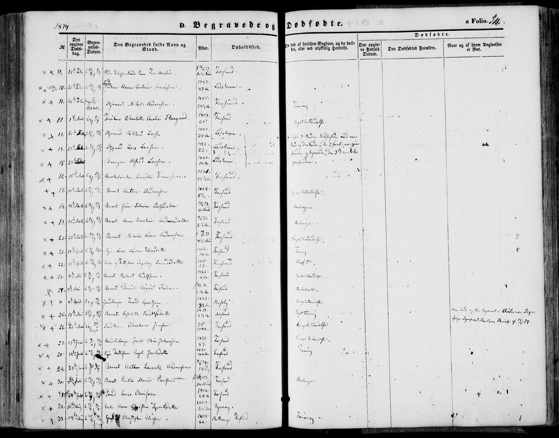 Farsund sokneprestkontor, AV/SAK-1111-0009/F/Fa/L0005: Parish register (official) no. A 5, 1863-1886, p. 311