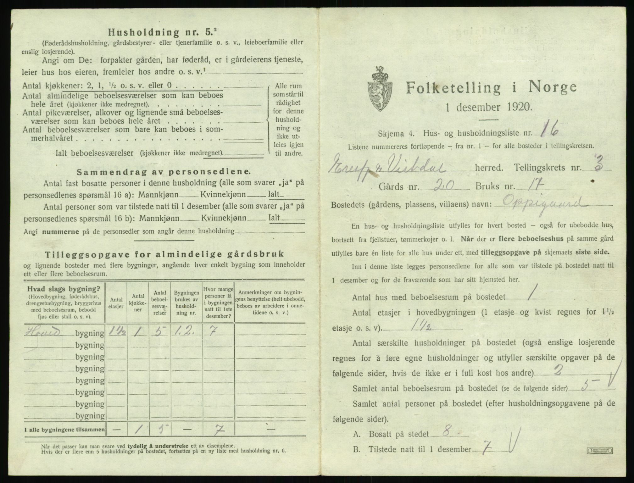 SAT, 1920 census for Eresfjord og Vistdal, 1920, p. 263