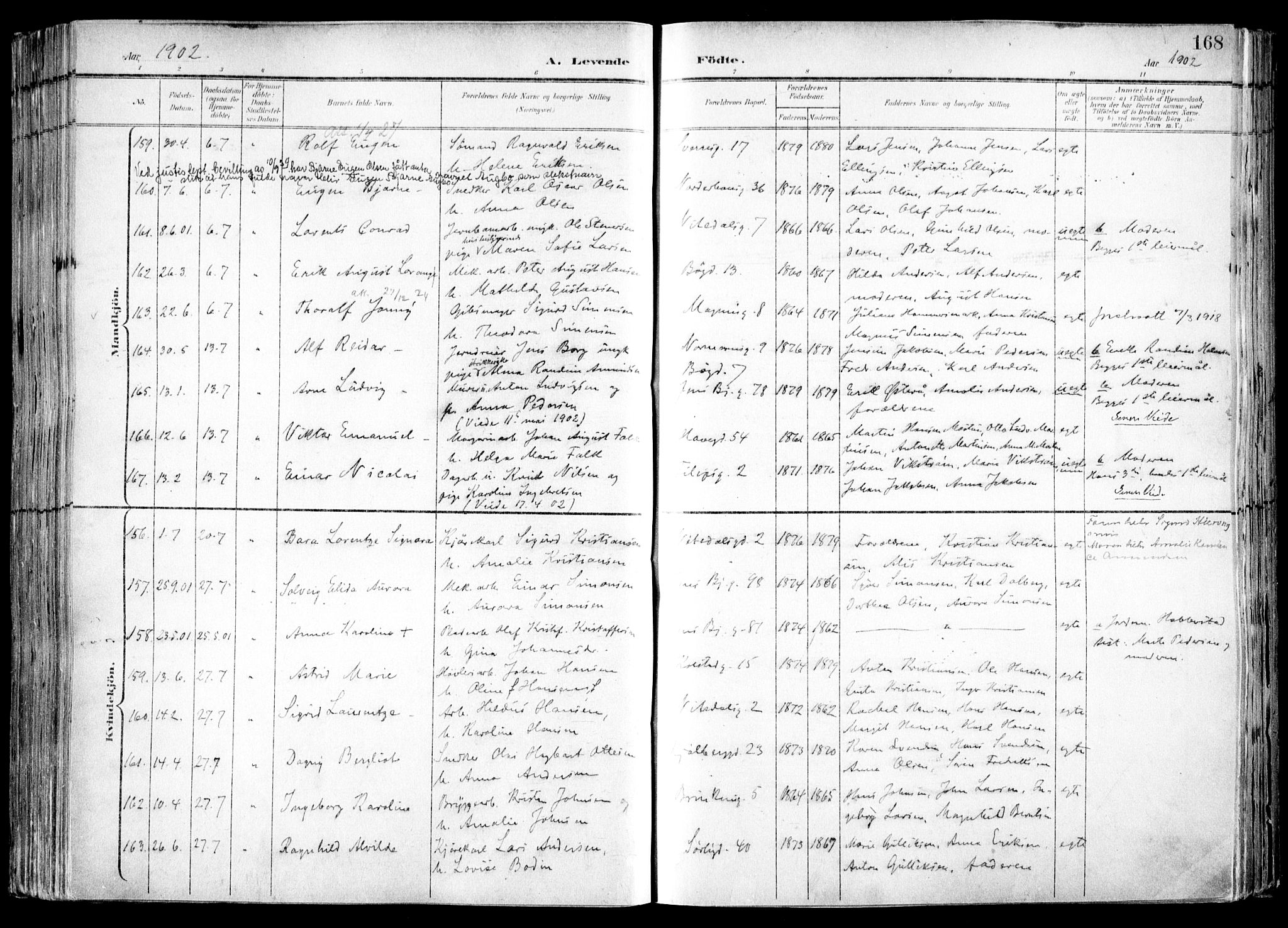 Kampen prestekontor Kirkebøker, SAO/A-10853/F/Fa/L0007: Parish register (official) no. I 7, 1897-1905, p. 168