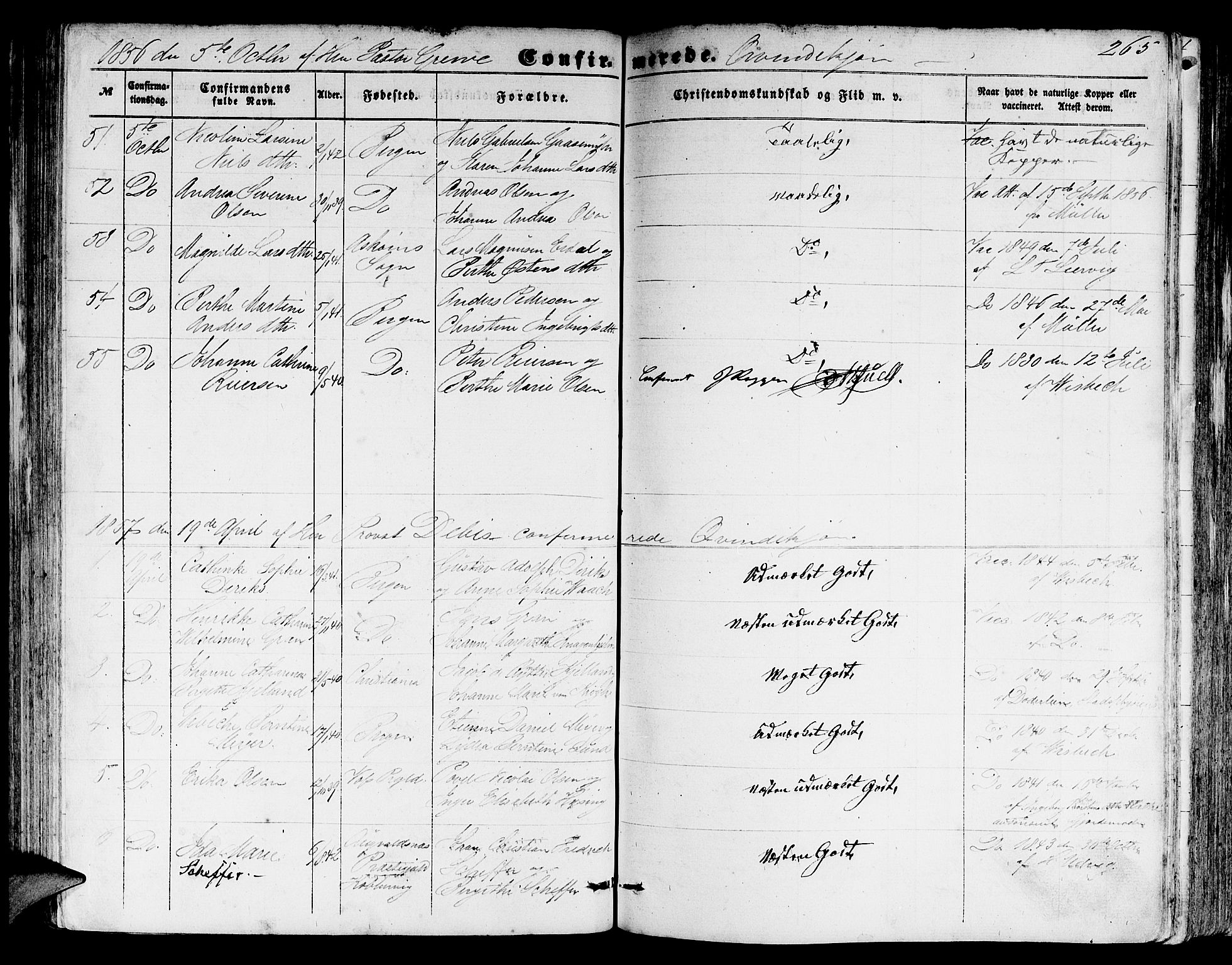 Domkirken sokneprestembete, SAB/A-74801/H/Hab/L0023: Parish register (copy) no. C 3, 1854-1880, p. 265
