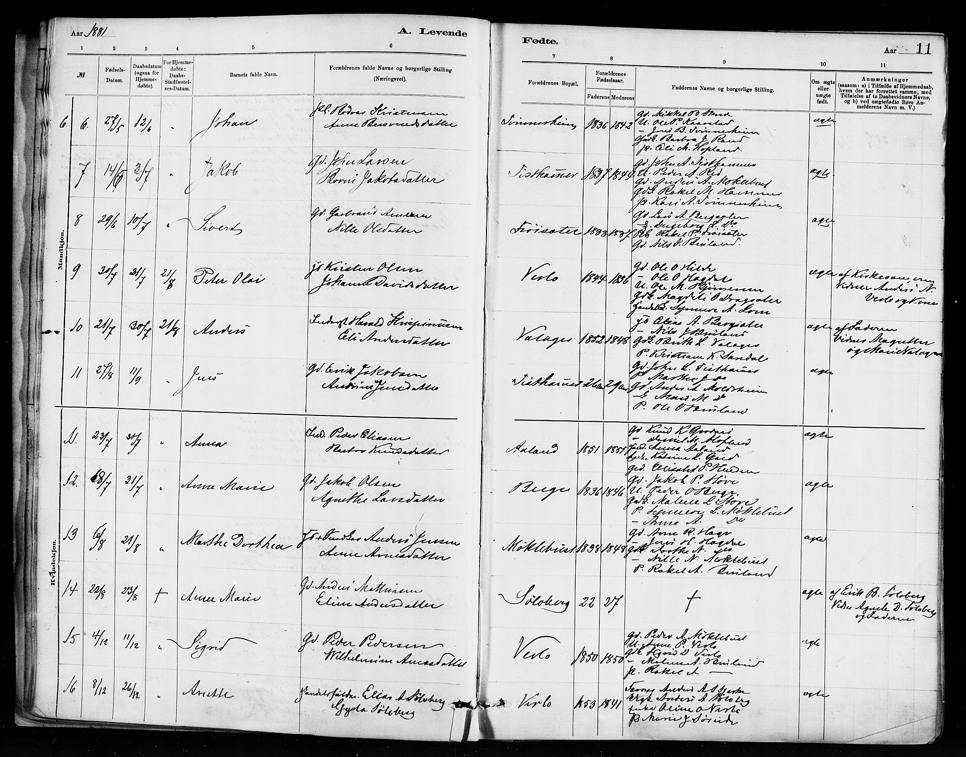 Innvik sokneprestembete, AV/SAB-A-80501: Parish register (official) no. D 1, 1879-1900, p. 11