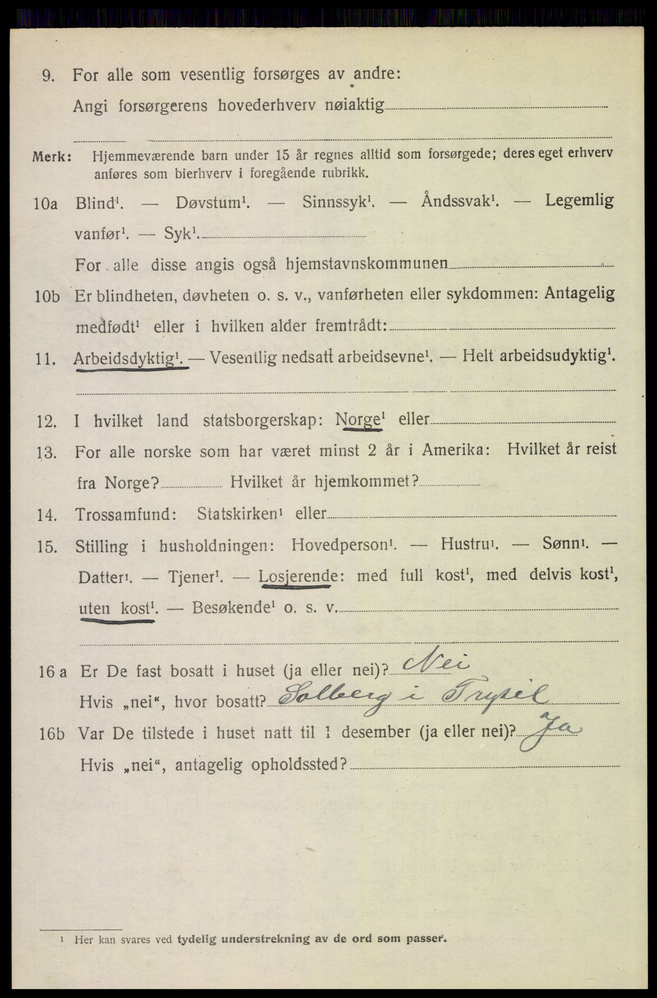SAH, 1920 census for Trysil, 1920, p. 10212