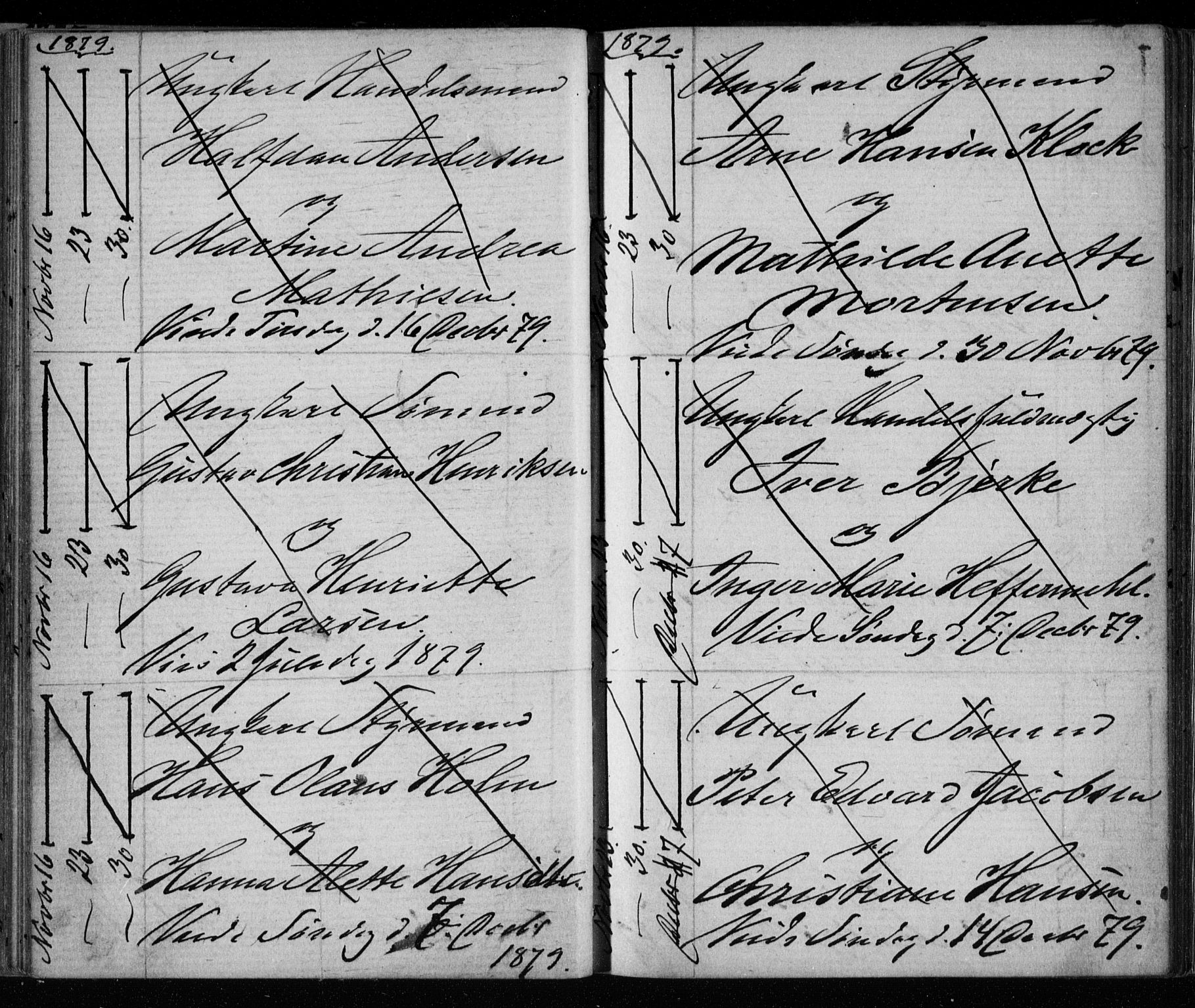 Bragernes kirkebøker, AV/SAKO-A-6/H/Ha/L0006: Banns register no. 6, 1873-1896