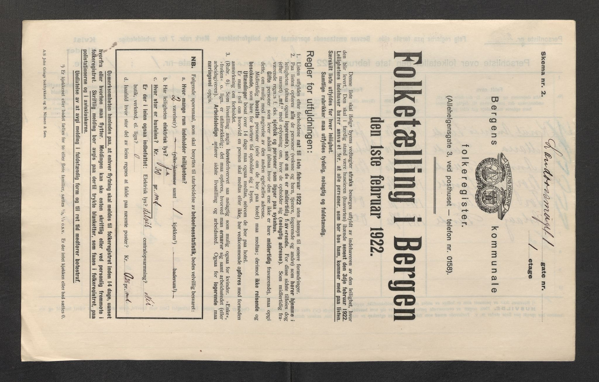 SAB, Municipal Census 1922 for Bergen, 1922, p. 22178