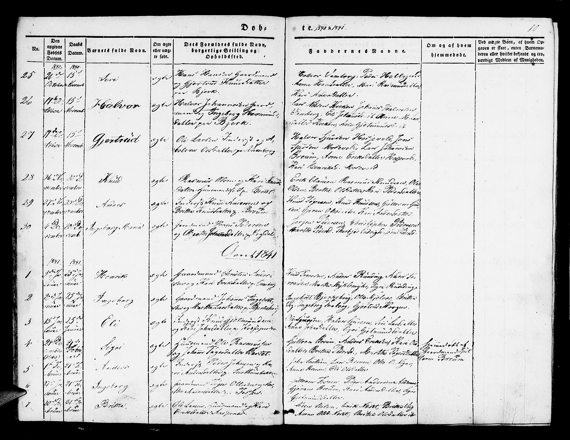 Jostedal sokneprestembete, AV/SAB-A-80601/H/Haa/Haaa/L0004: Parish register (official) no. A 4, 1837-1848, p. 10