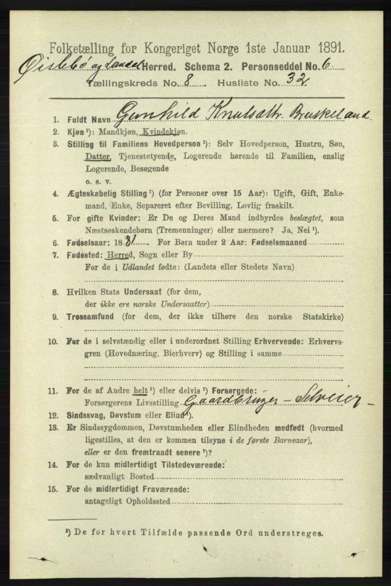 RA, 1891 census for 1021 Øyslebø og Laudal, 1891, p. 2275