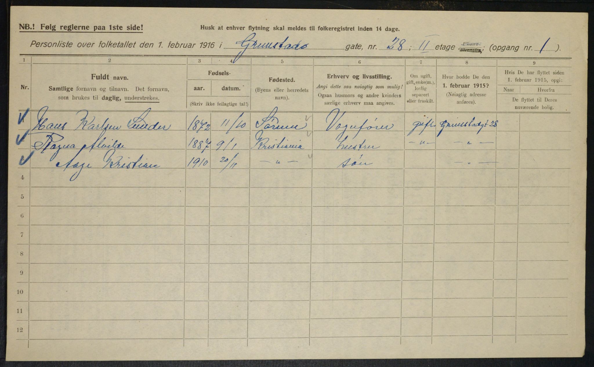 OBA, Municipal Census 1916 for Kristiania, 1916, p. 30721