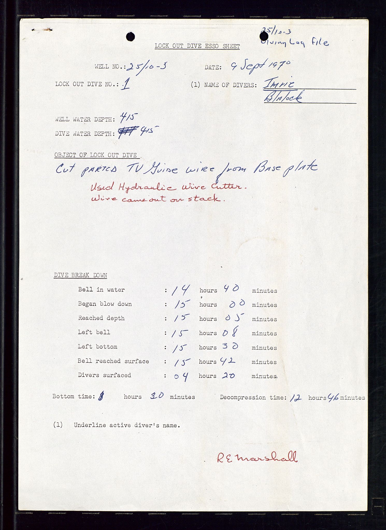 Pa 1512 - Esso Exploration and Production Norway Inc., AV/SAST-A-101917/E/Ea/L0013: Well 25/10-3 og Well 8/3-1, 1966-1975, p. 545