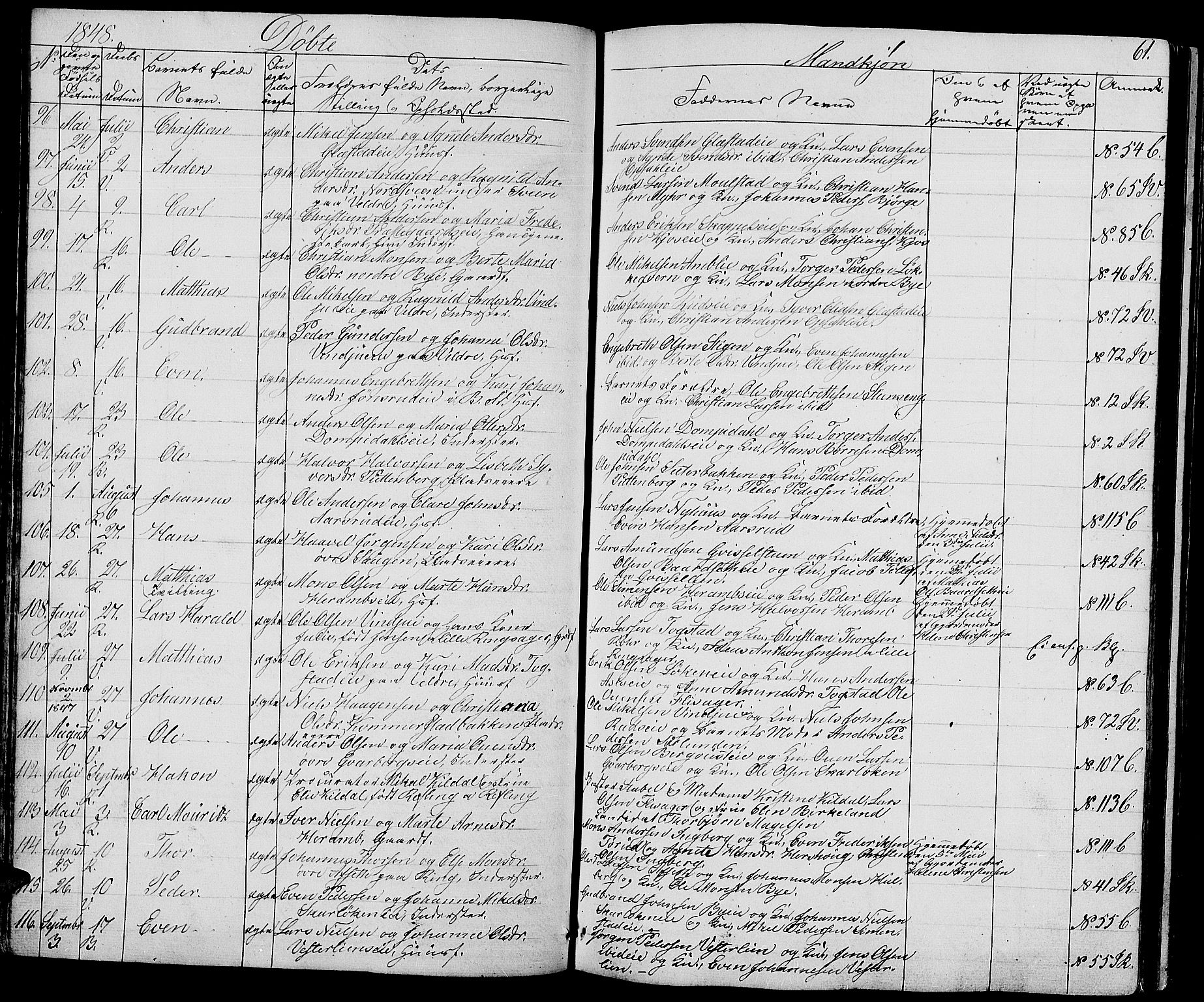 Ringsaker prestekontor, AV/SAH-PREST-014/L/La/L0005: Parish register (copy) no. 5, 1839-1850, p. 61