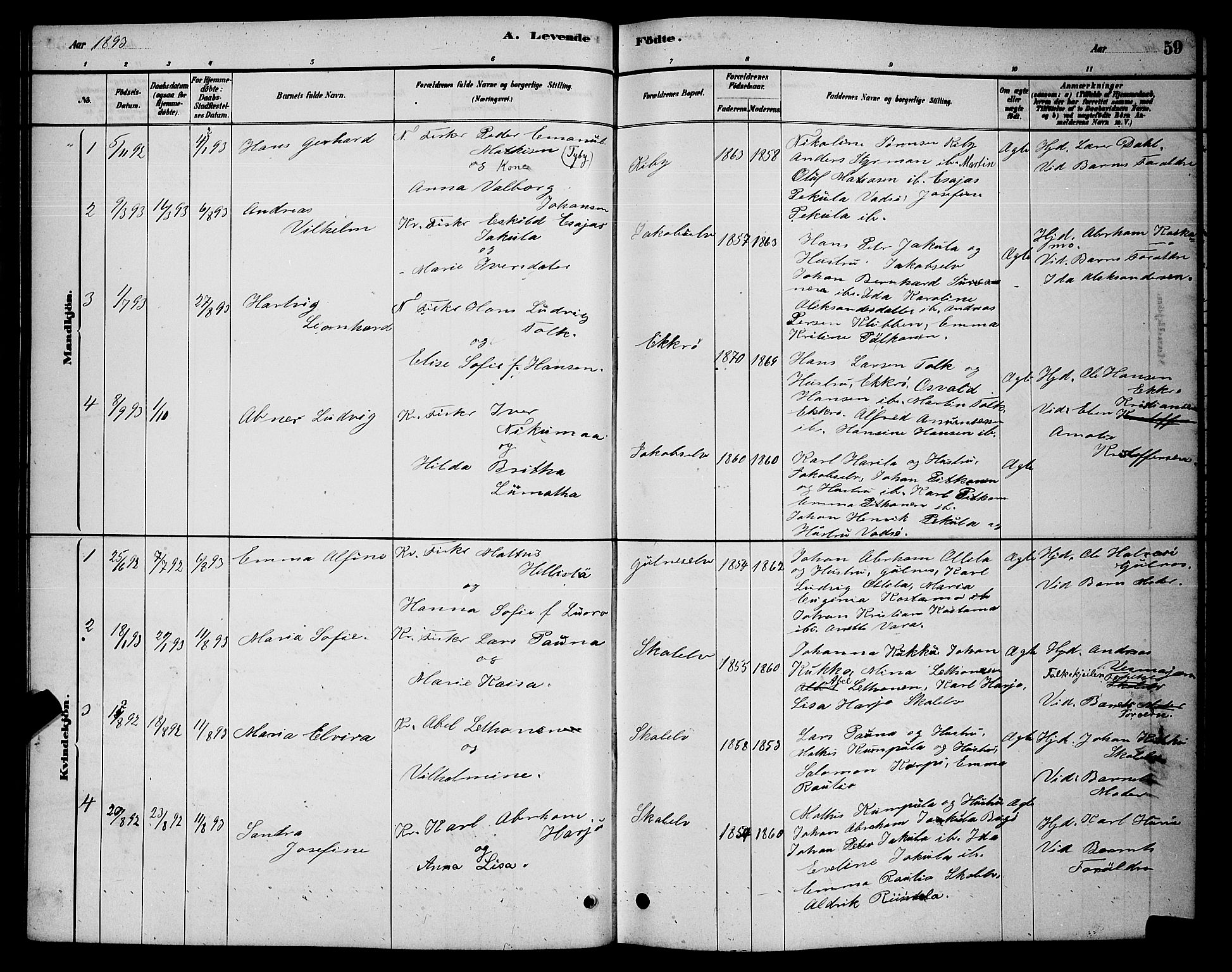Vadsø sokneprestkontor, SATØ/S-1325/H/Hb/L0003klokker: Parish register (copy) no. 3, 1881-1901, p. 59
