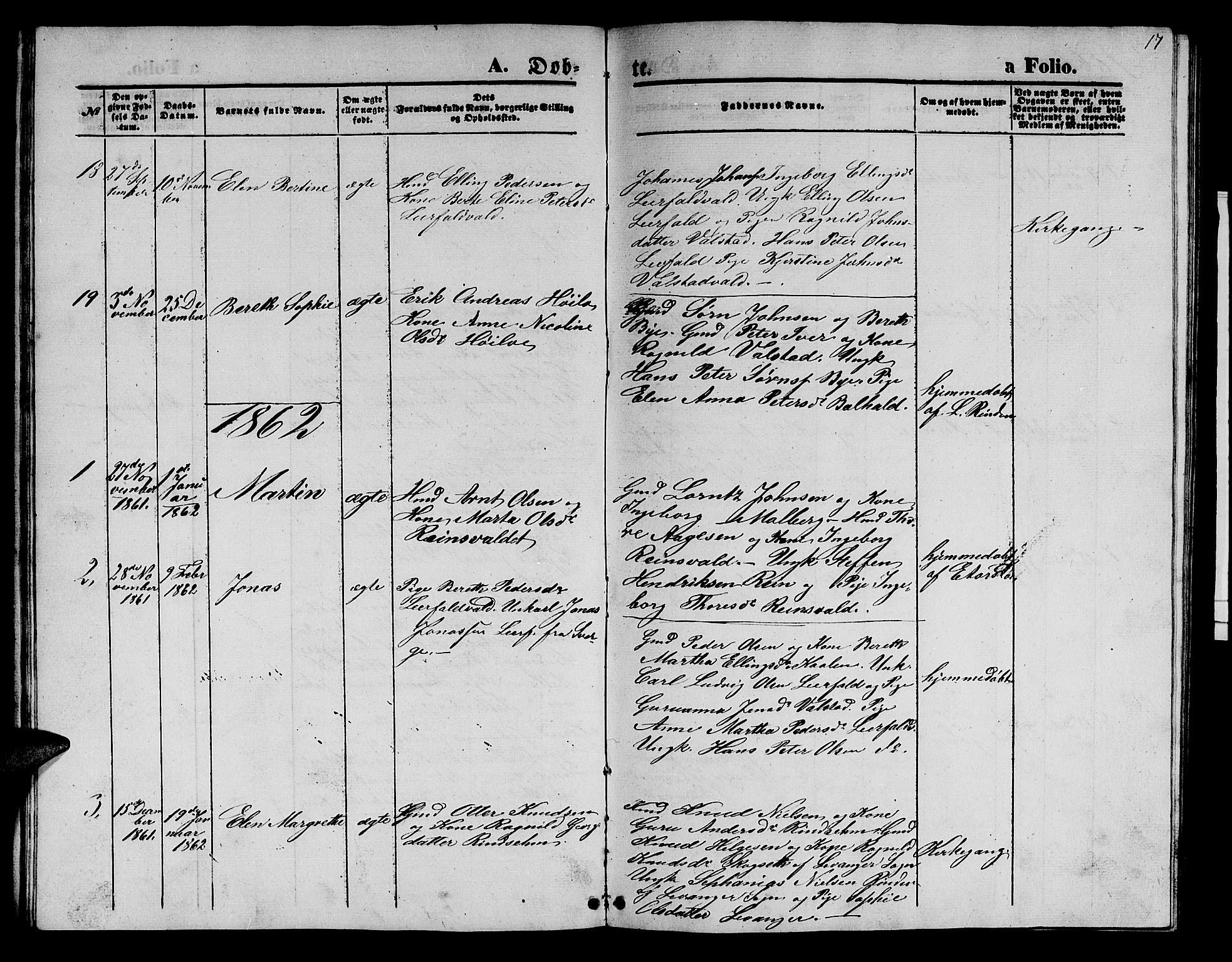 Ministerialprotokoller, klokkerbøker og fødselsregistre - Nord-Trøndelag, SAT/A-1458/726/L0270: Parish register (copy) no. 726C01, 1858-1868, p. 17