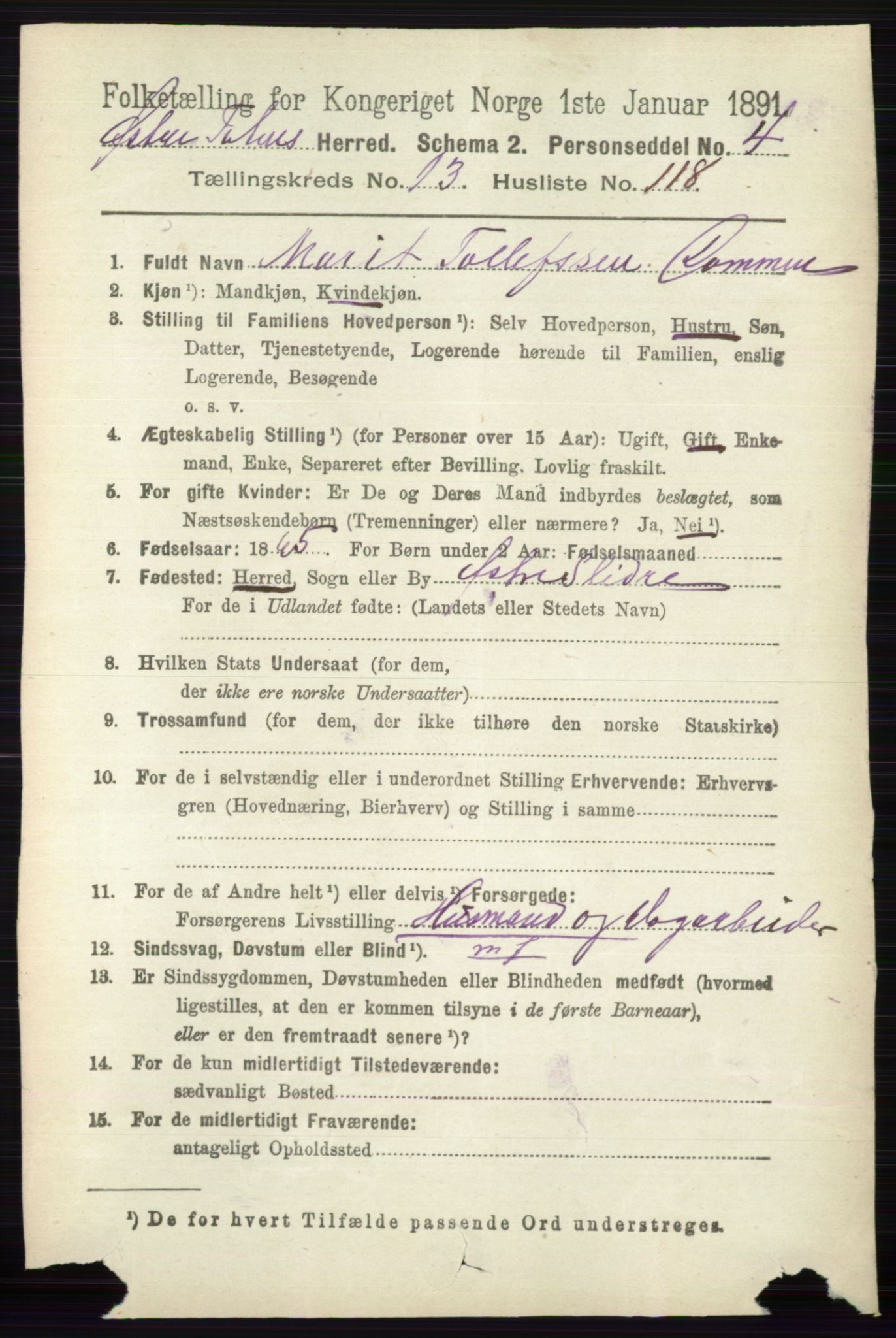 RA, 1891 census for 0528 Østre Toten, 1891, p. 9033