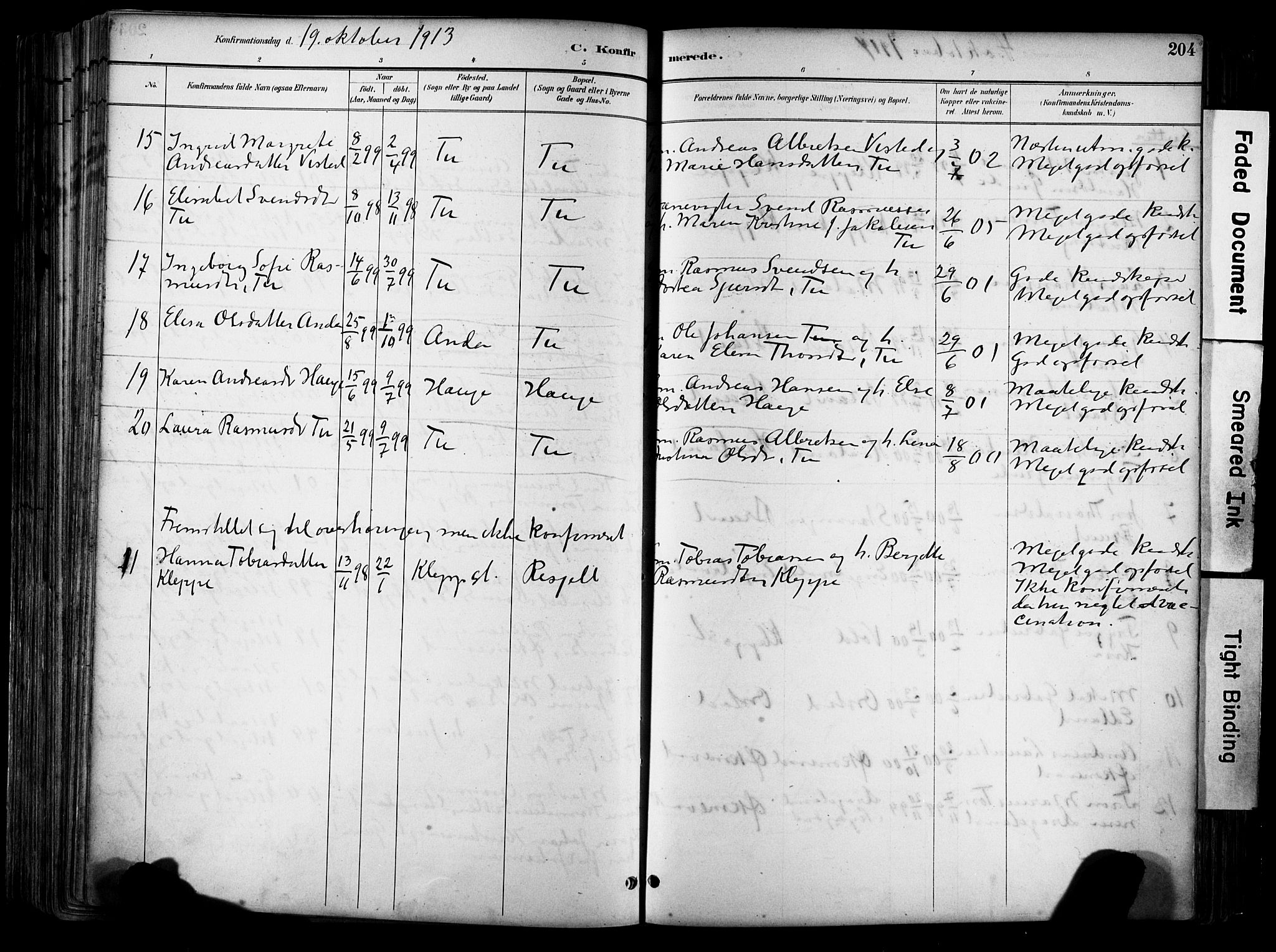 Klepp sokneprestkontor, SAST/A-101803/001/3/30BA/L0009: Parish register (official) no. A 7, 1886-1915, p. 204