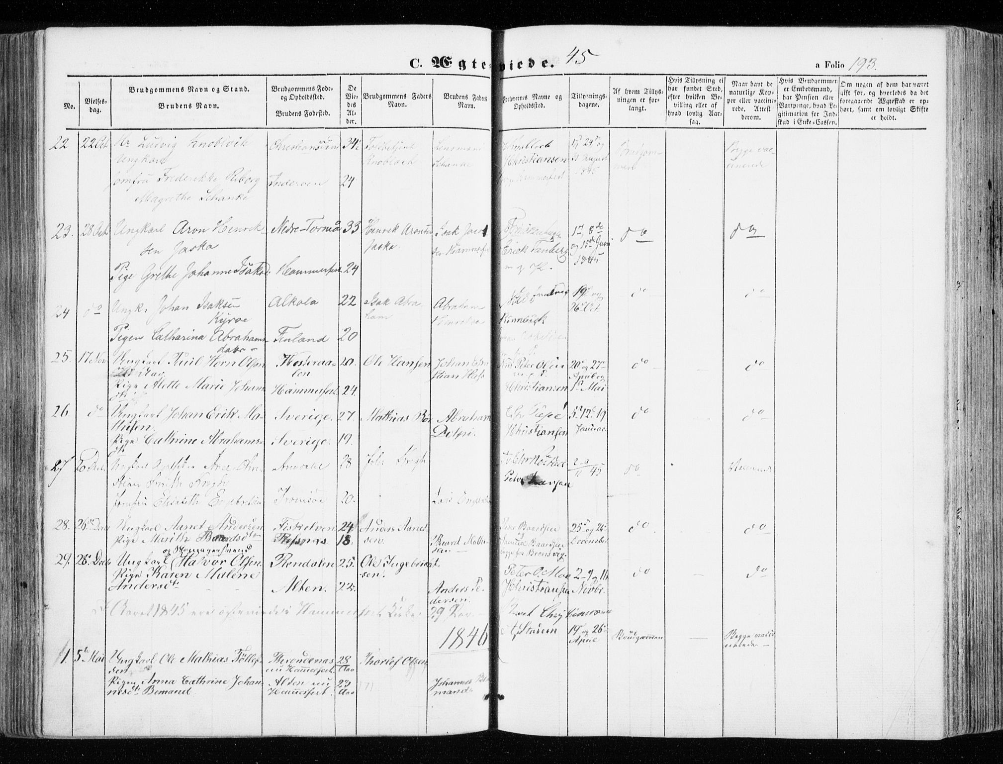 Hammerfest sokneprestkontor, SATØ/S-1347/H/Ha/L0004.kirke: Parish register (official) no. 4, 1843-1856, p. 193
