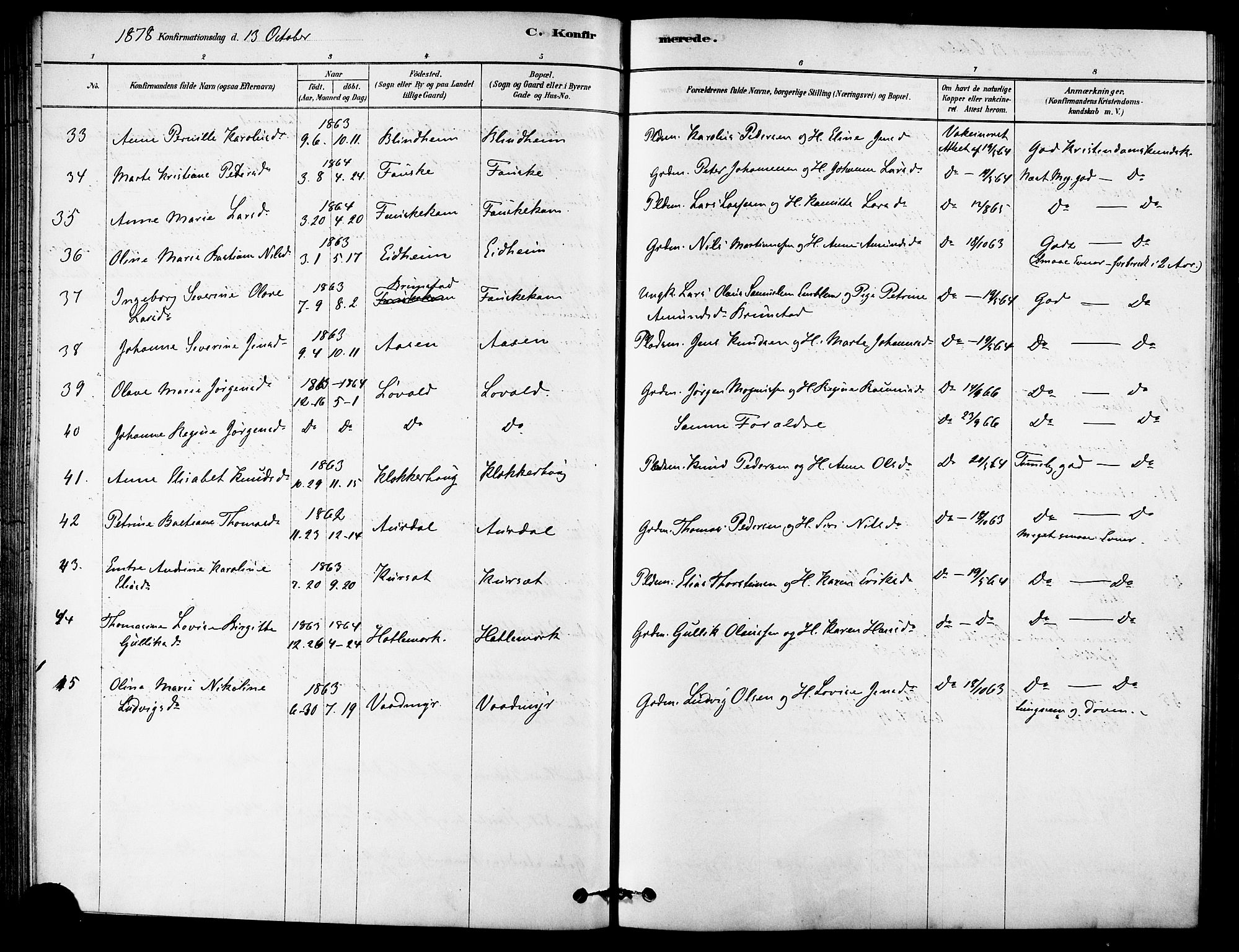 Ministerialprotokoller, klokkerbøker og fødselsregistre - Møre og Romsdal, AV/SAT-A-1454/523/L0334: Parish register (official) no. 523A01, 1878-1891