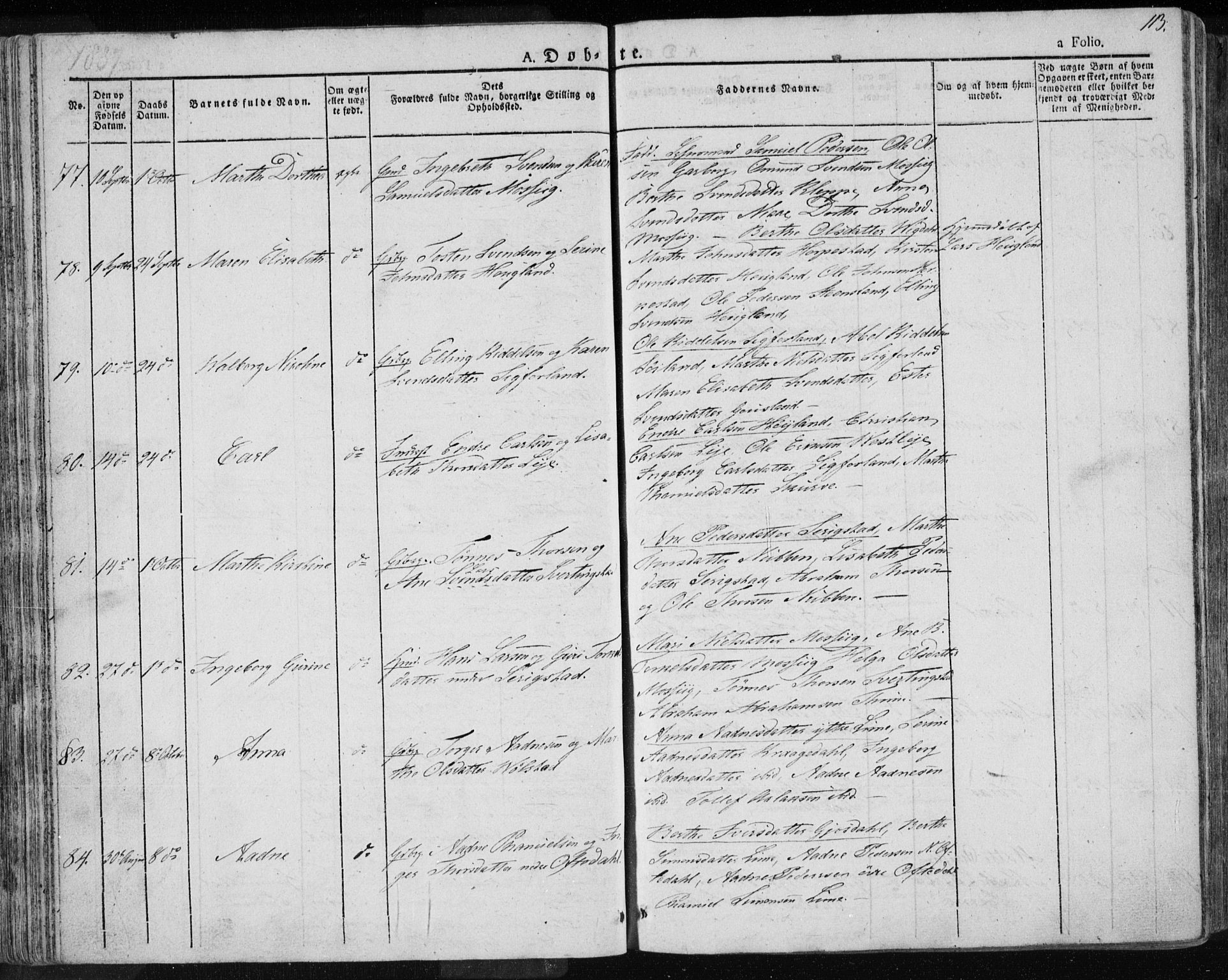 Lye sokneprestkontor, AV/SAST-A-101794/001/30BA/L0004: Parish register (official) no. A 4, 1826-1841, p. 113