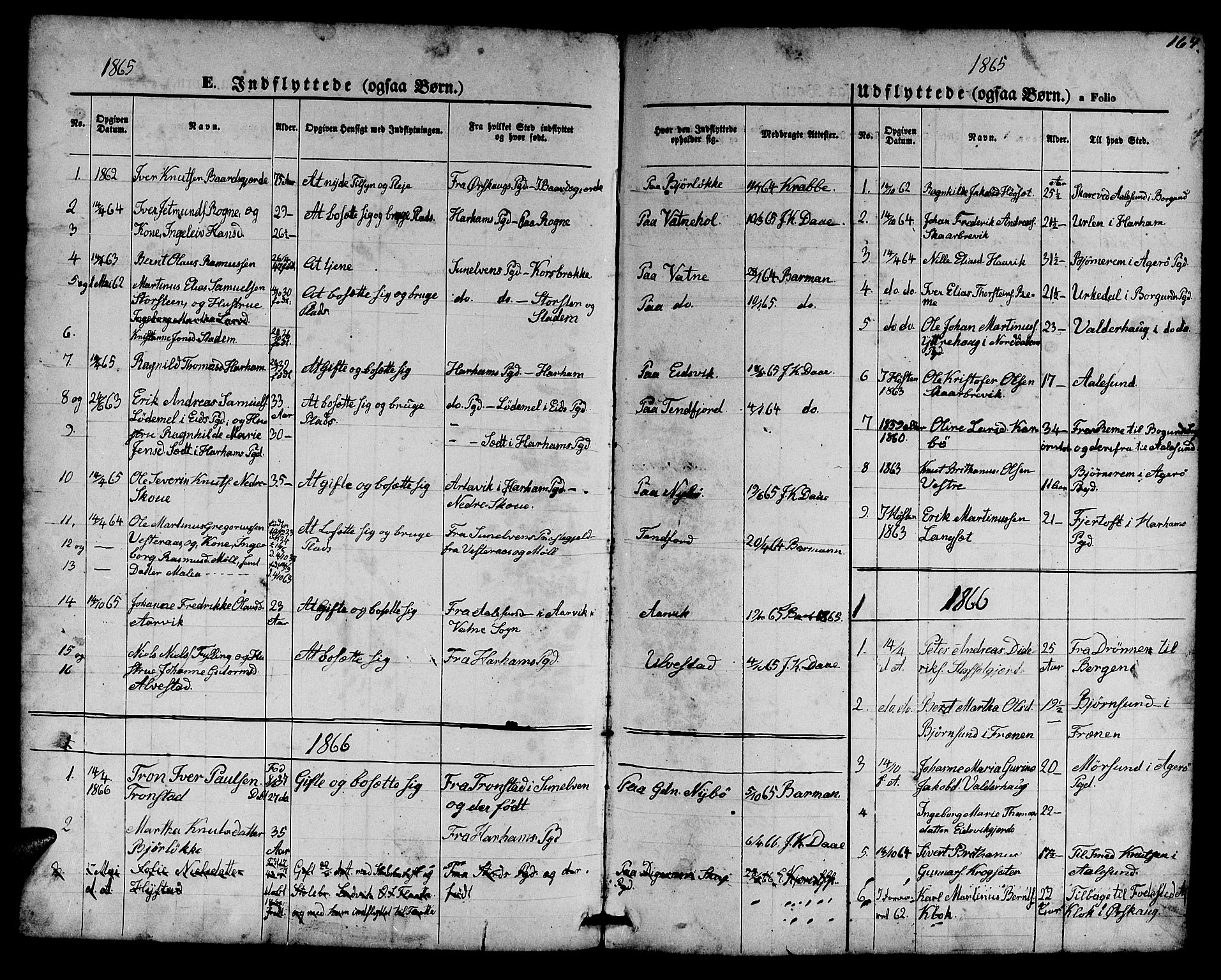 Ministerialprotokoller, klokkerbøker og fødselsregistre - Møre og Romsdal, SAT/A-1454/525/L0375: Parish register (copy) no. 525C01, 1865-1879, p. 164