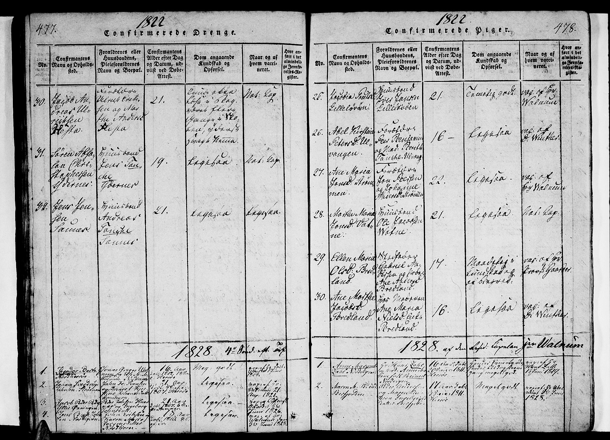 Ministerialprotokoller, klokkerbøker og fødselsregistre - Nordland, AV/SAT-A-1459/834/L0510: Parish register (copy) no. 834C01, 1820-1847, p. 477-478