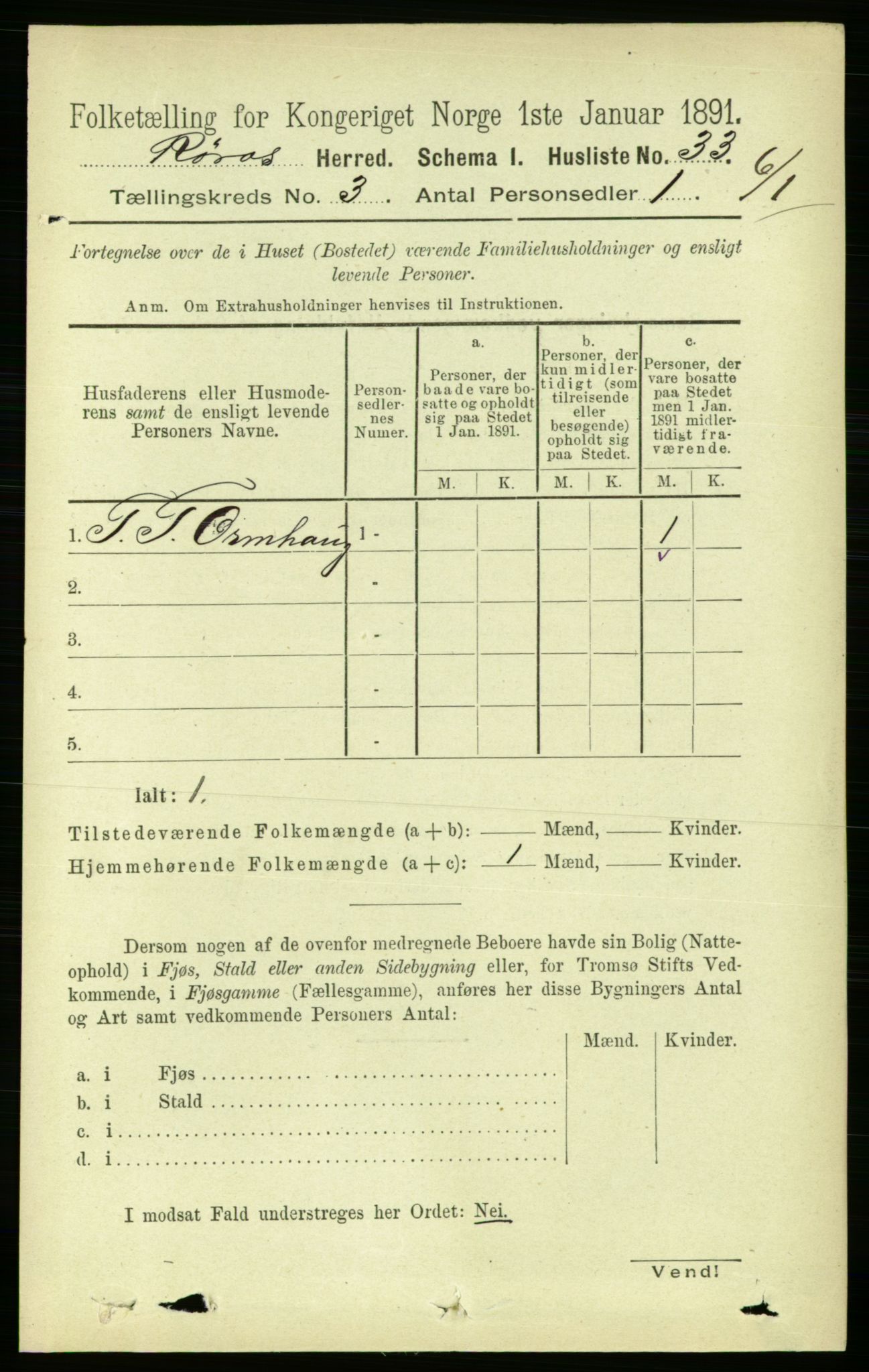 RA, 1891 census for 1640 Røros, 1891, p. 521