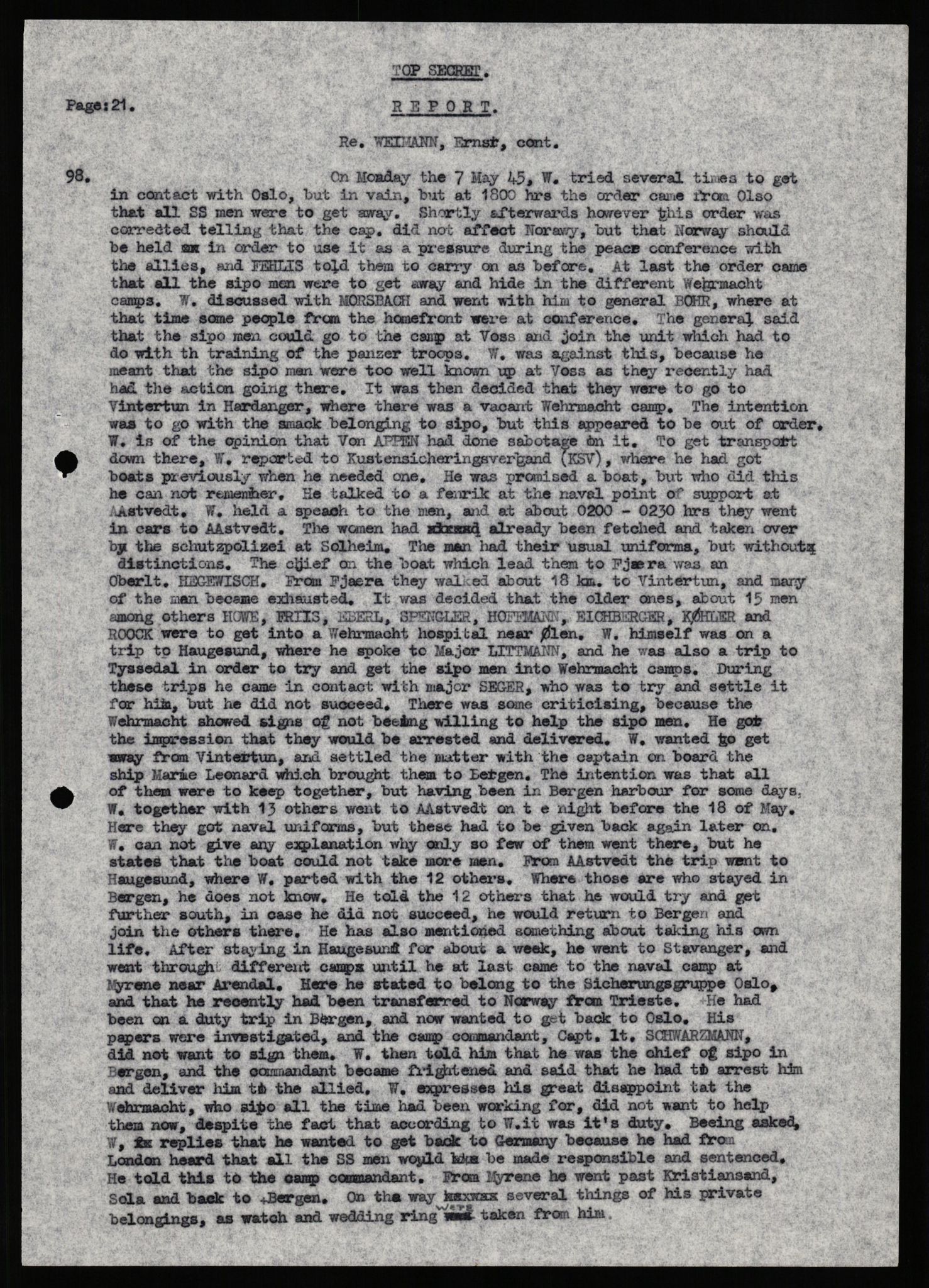 Forsvaret, Forsvarets overkommando II, AV/RA-RAFA-3915/D/Db/L0035: CI Questionaires. Tyske okkupasjonsstyrker i Norge. Tyskere., 1945-1946, p. 186