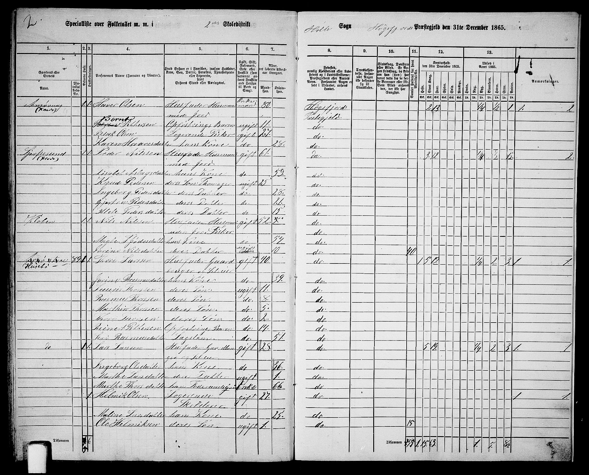 RA, 1865 census for Høgsfjord, 1865, p. 144