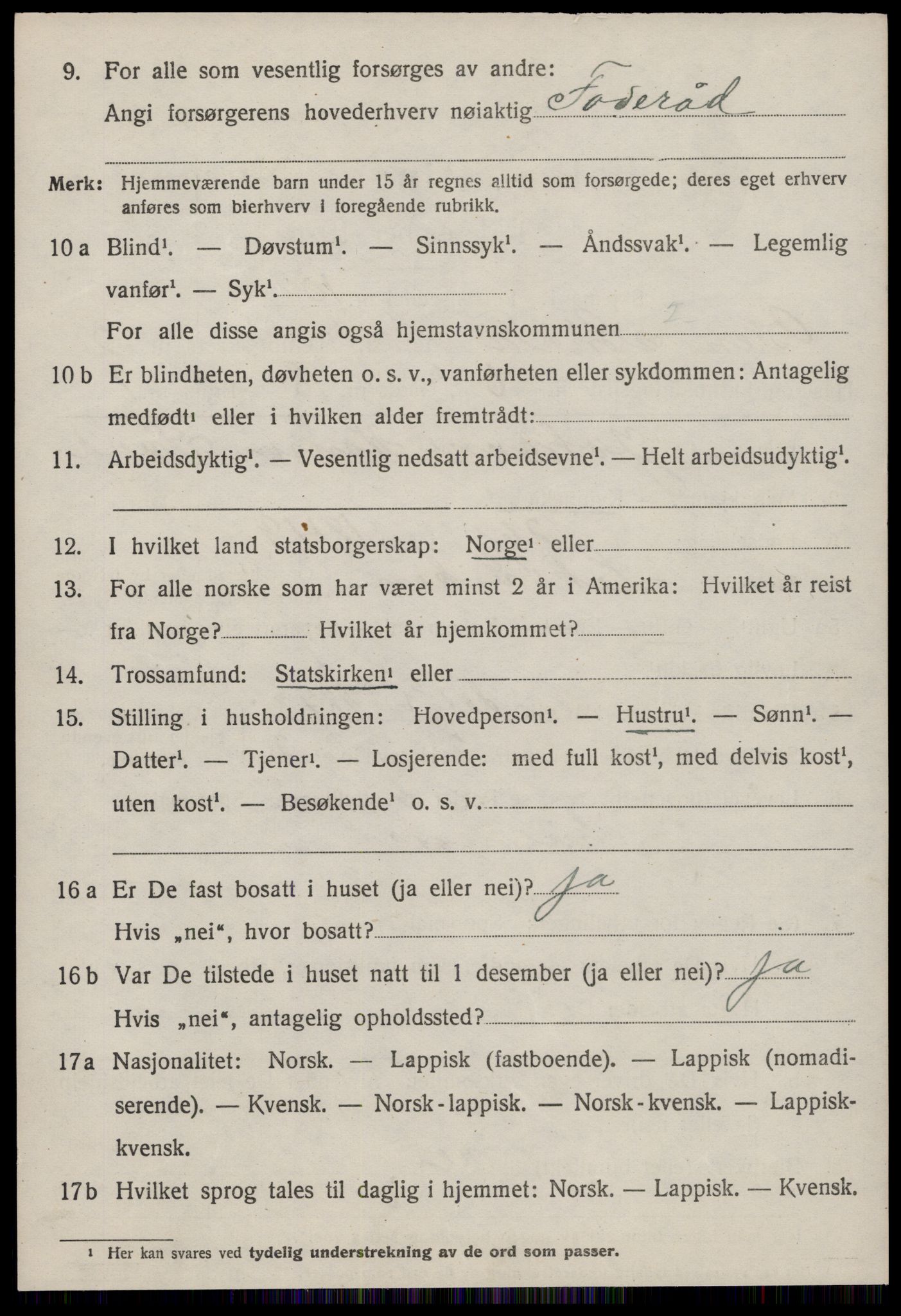 SAT, 1920 census for Osen, 1920, p. 1268