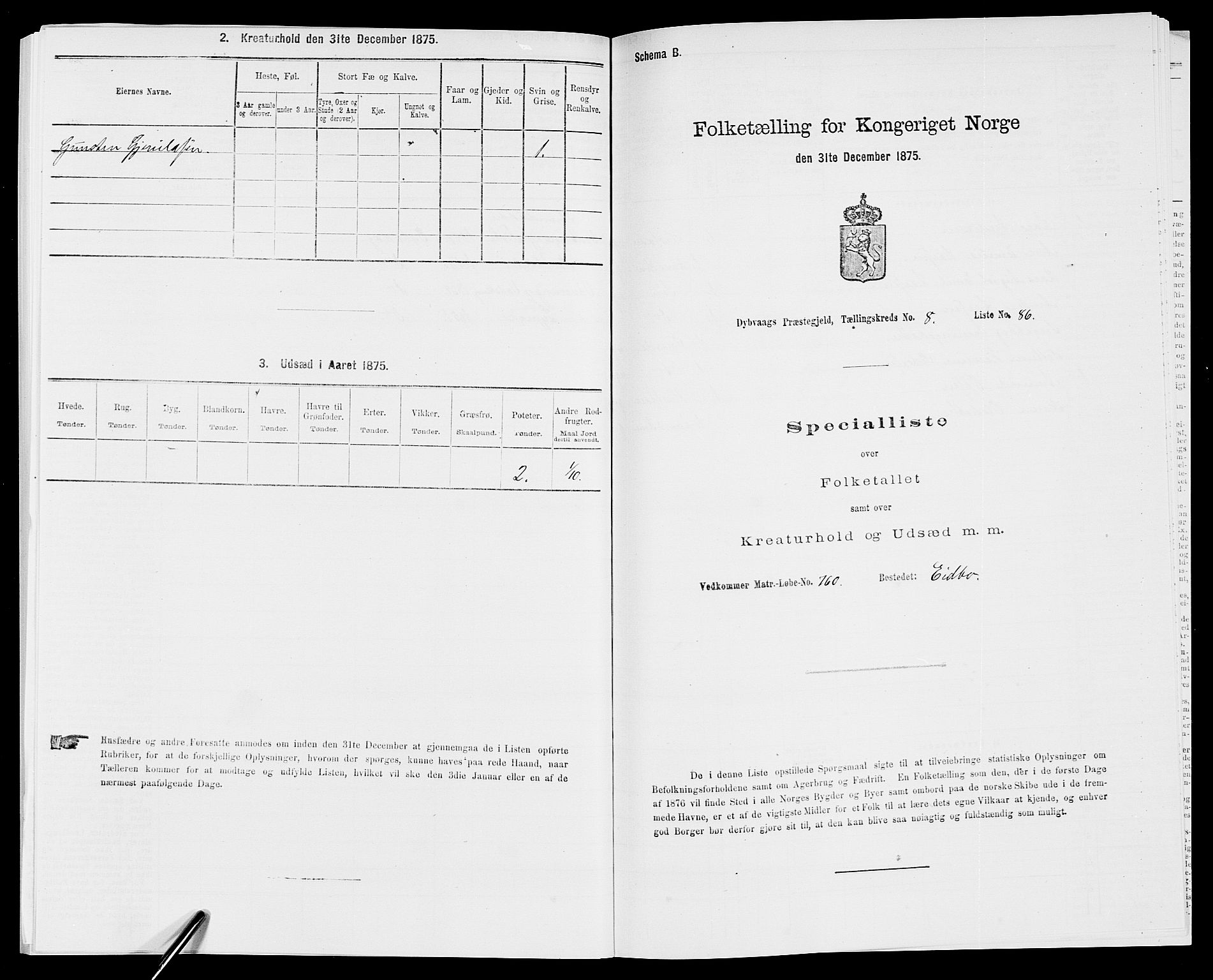 SAK, 1875 census for 0915P Dypvåg, 1875, p. 1097