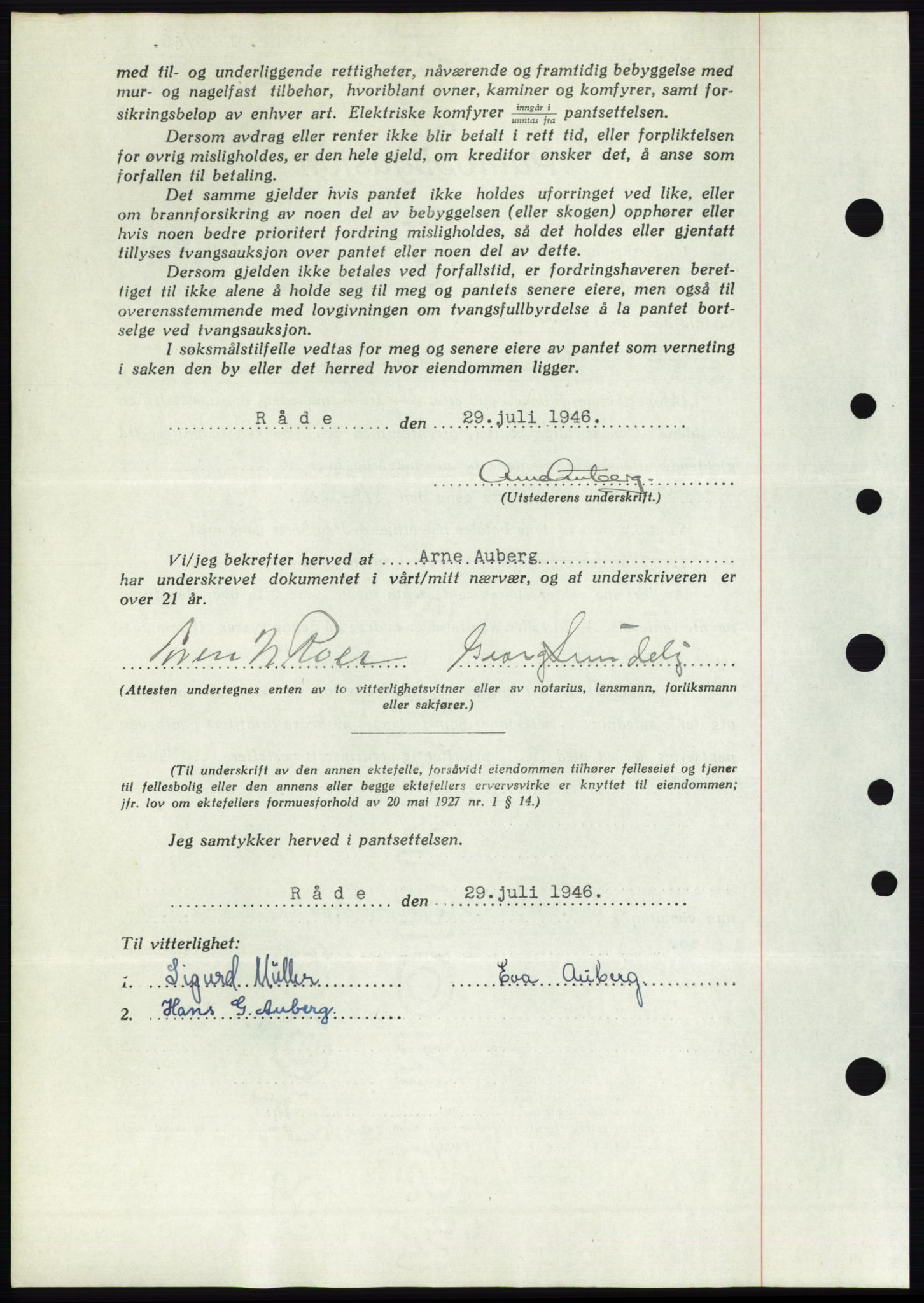 Moss sorenskriveri, SAO/A-10168: Mortgage book no. B15, 1946-1946, Diary no: : 1847/1946