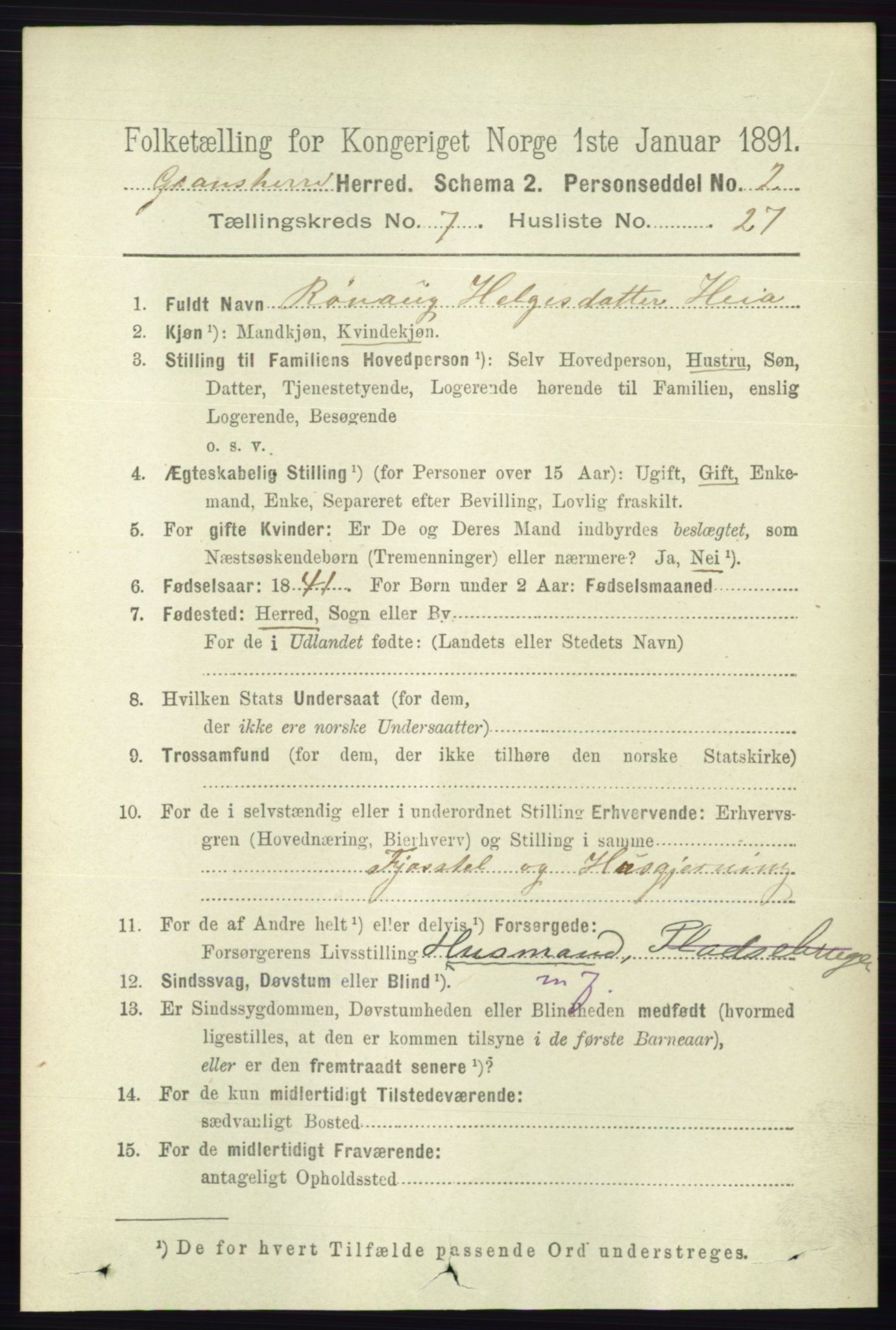 RA, 1891 census for 0824 Gransherad, 1891, p. 1359